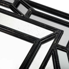 French Mid-Century Parclose Mirror with a Black-Framed Profile, 1970s