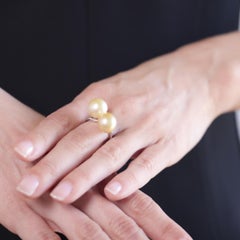 French Mid Century pearl diamond platinum Toi Et Moi ring