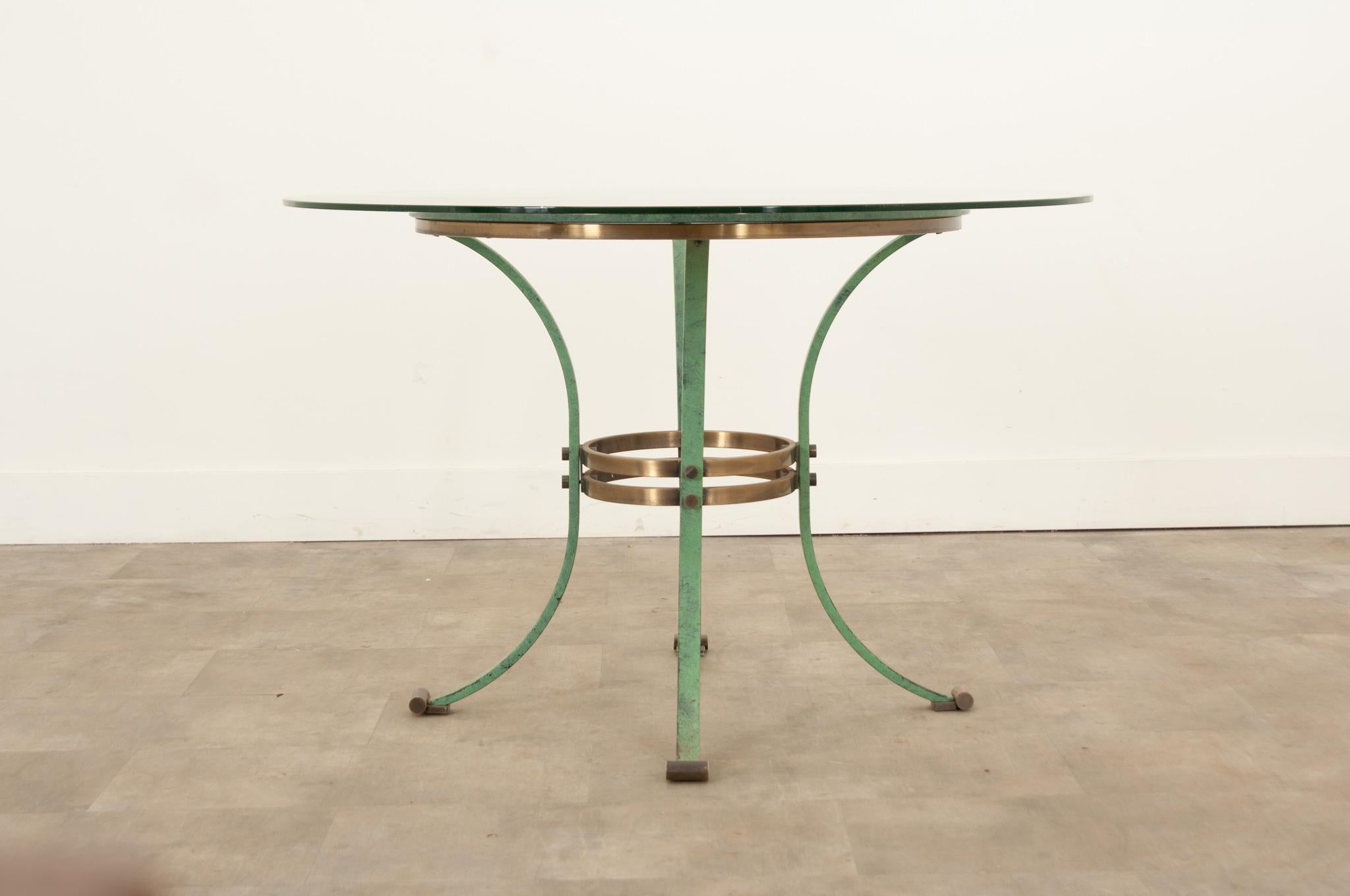 Cast French Mid-Century Pedestal Dining Table For Sale