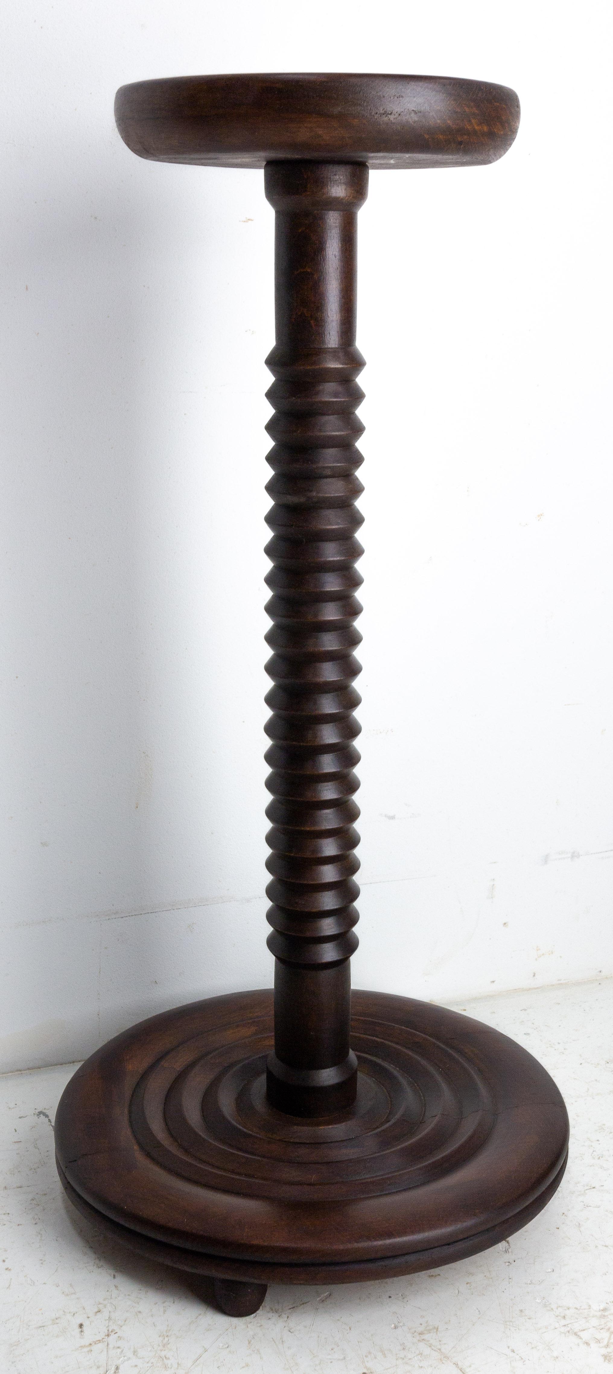 French Mid-Century Pedestal or Plant Holder Walnut Dudouyt Style, circa 1960 5
