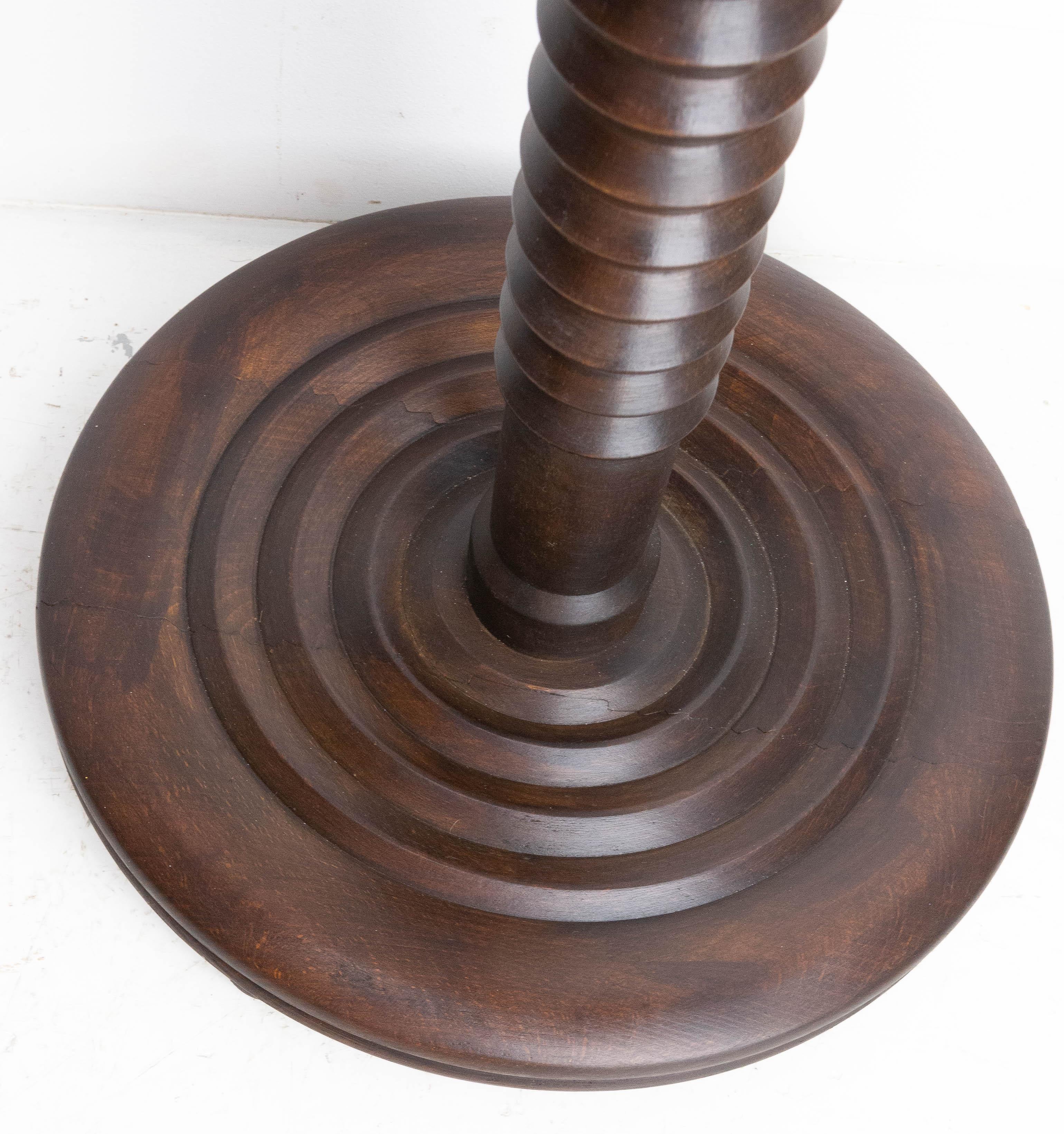 French Mid-Century Pedestal or Plant Holder Walnut Dudouyt Style, circa 1960 1
