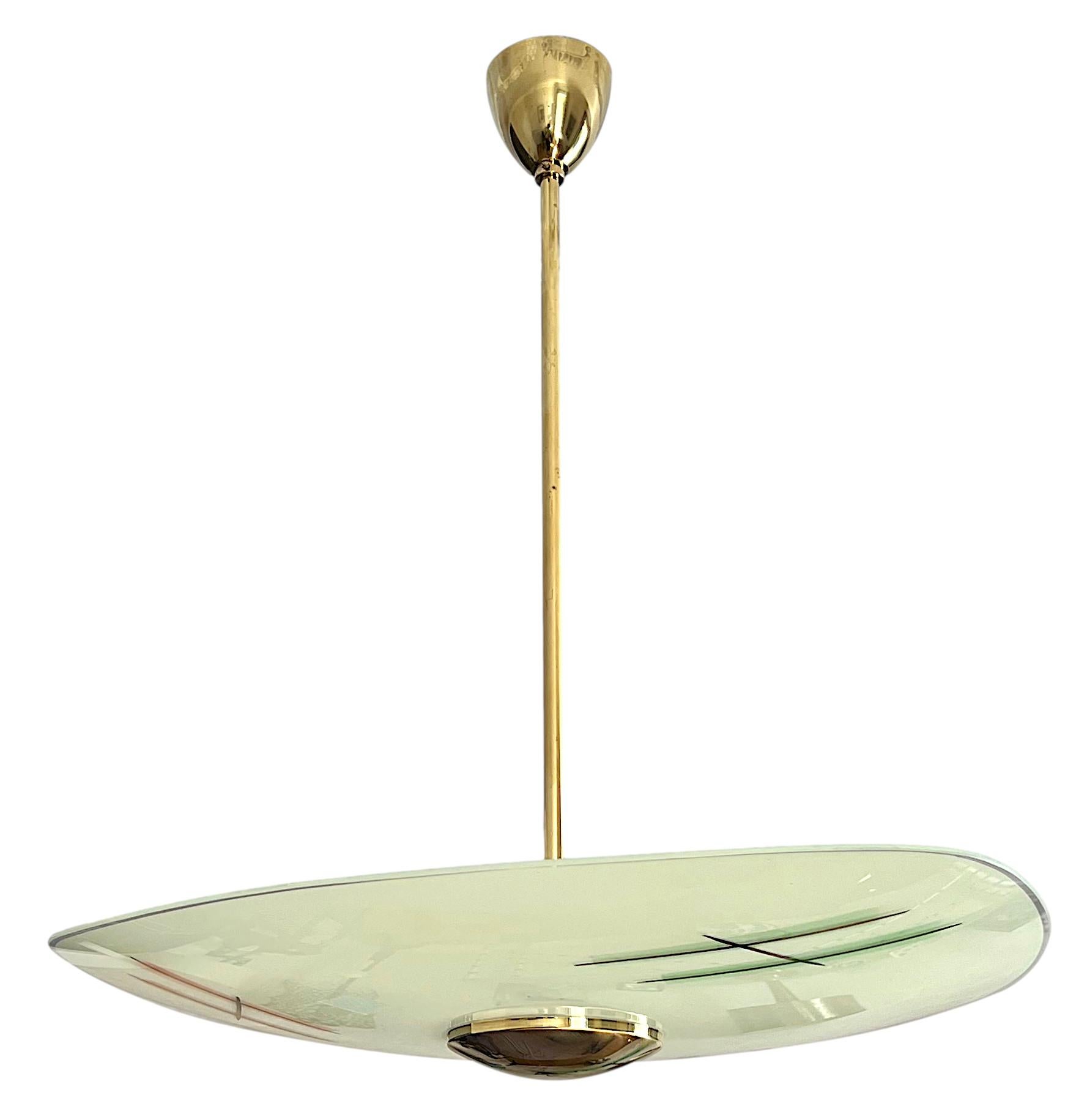 Brass French Mid-century Pendant Chandelier, 1930s For Sale