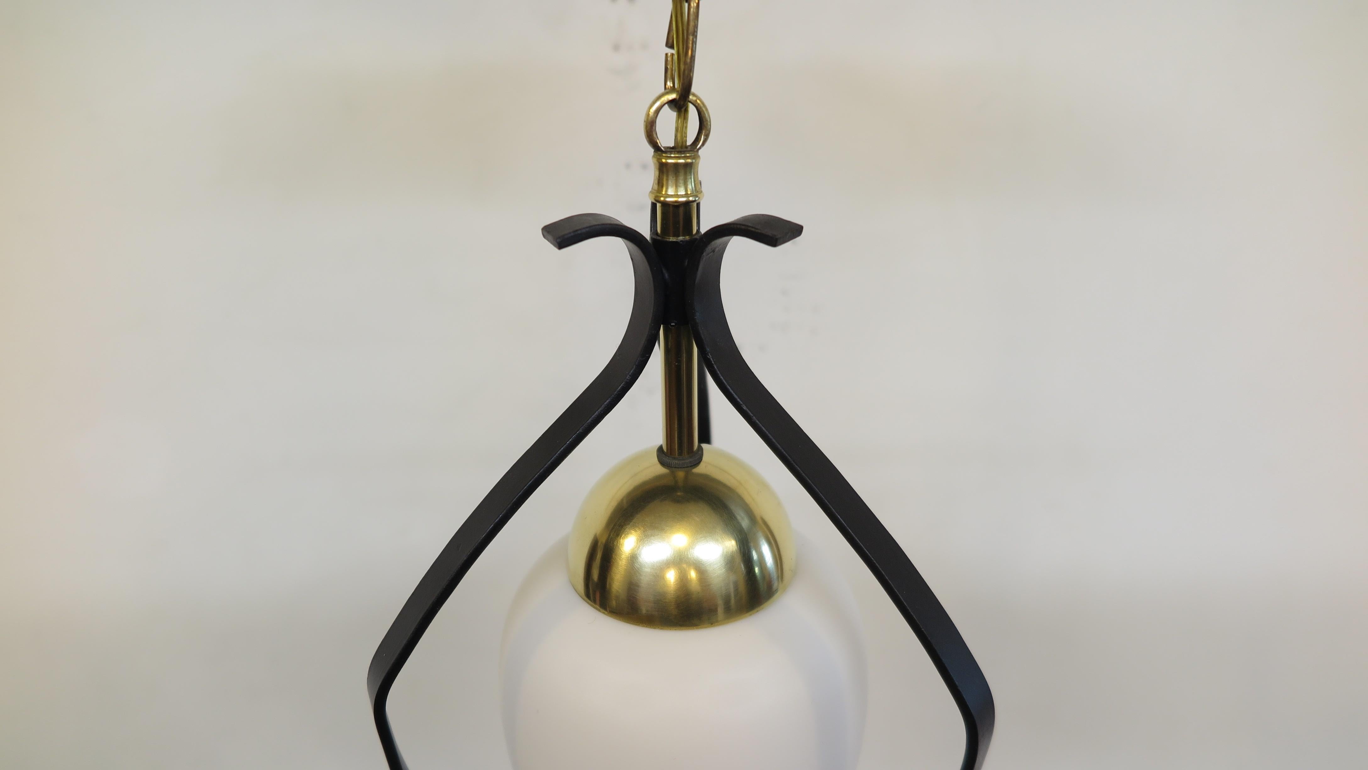 Brass French Mid-Century Pendant Light Maison Arlus 