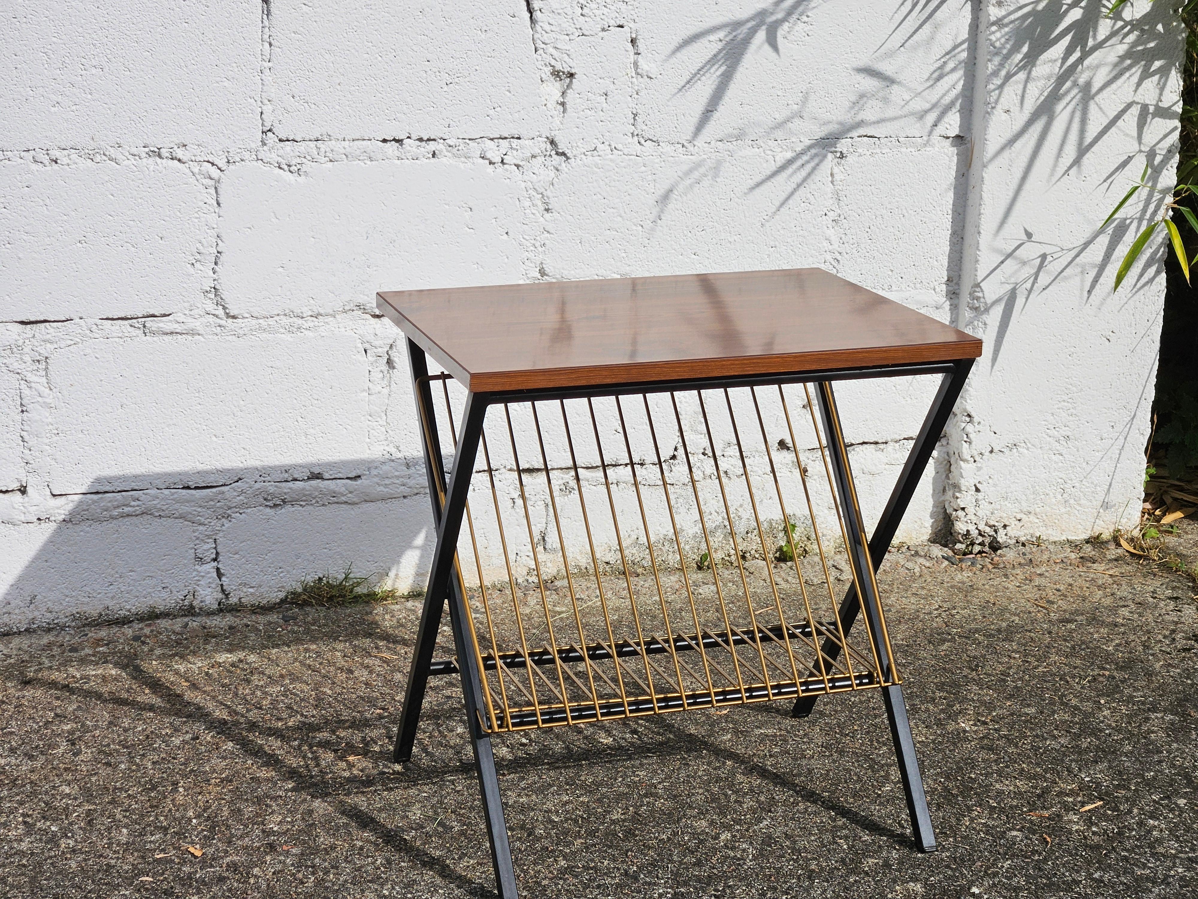 Französisch Mid Century Formica Messing Phono Tisch-Magazin Konsole Tisch-60s im Angebot 6