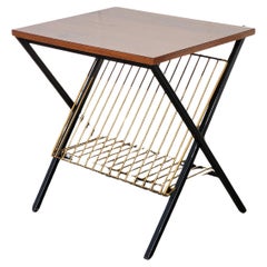 Französisch Mid Century Formica Messing Phono Tisch-Magazin Konsole Tisch-60s