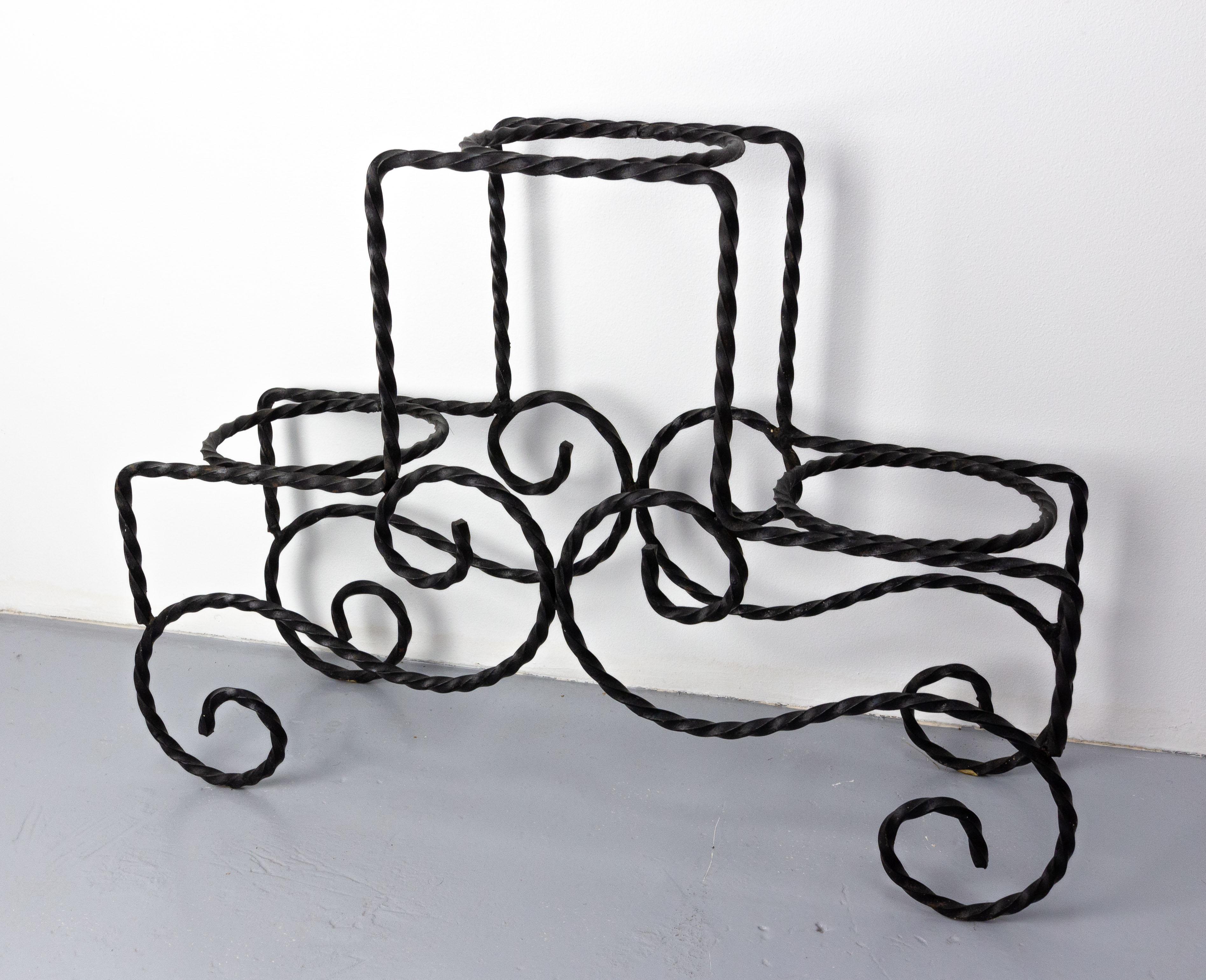 French Mid-Century Plant Holder Wrought Iron, circa 1960 For Sale 1
