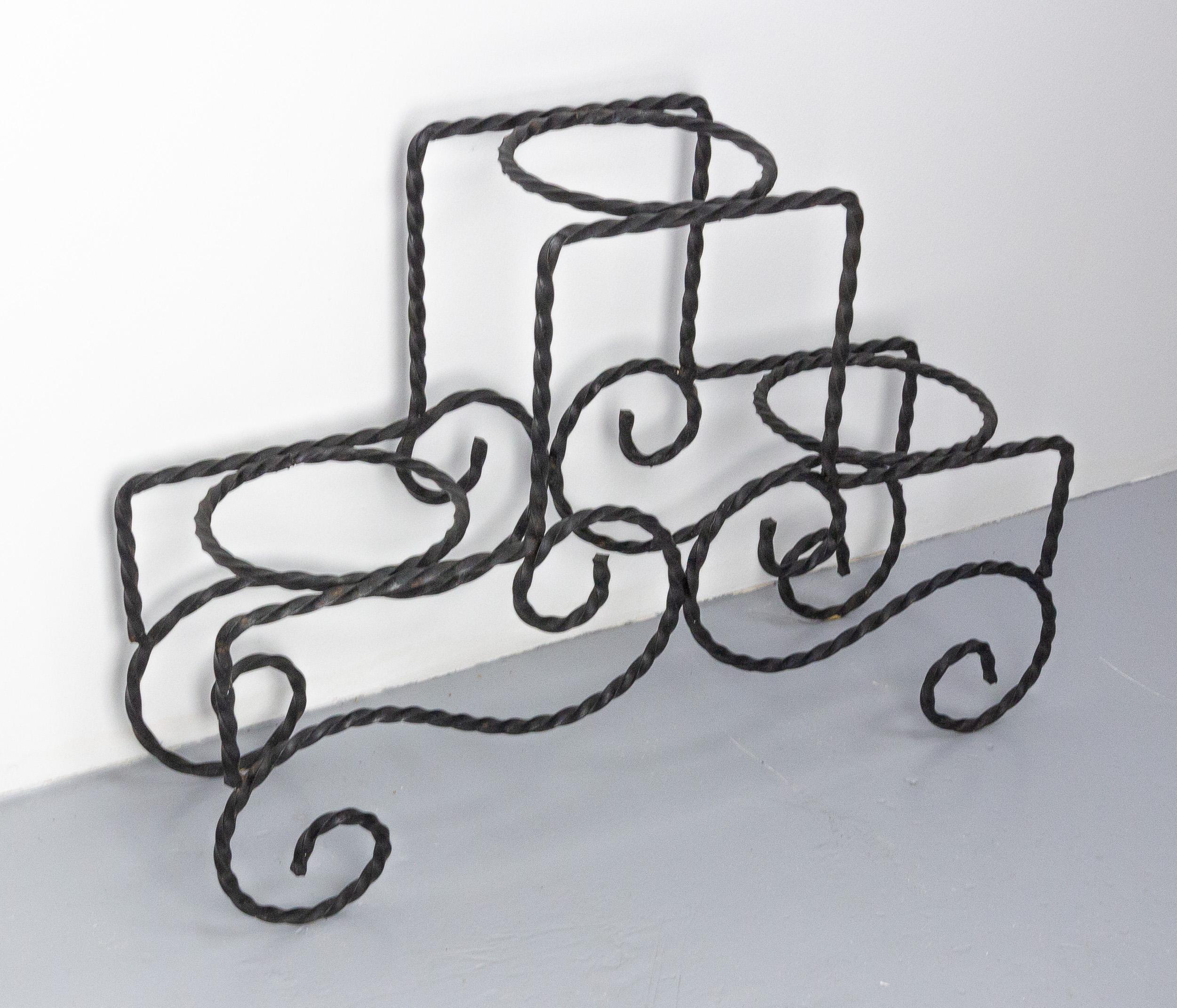 French Mid-Century Plant Holder Wrought Iron, circa 1960 For Sale 2