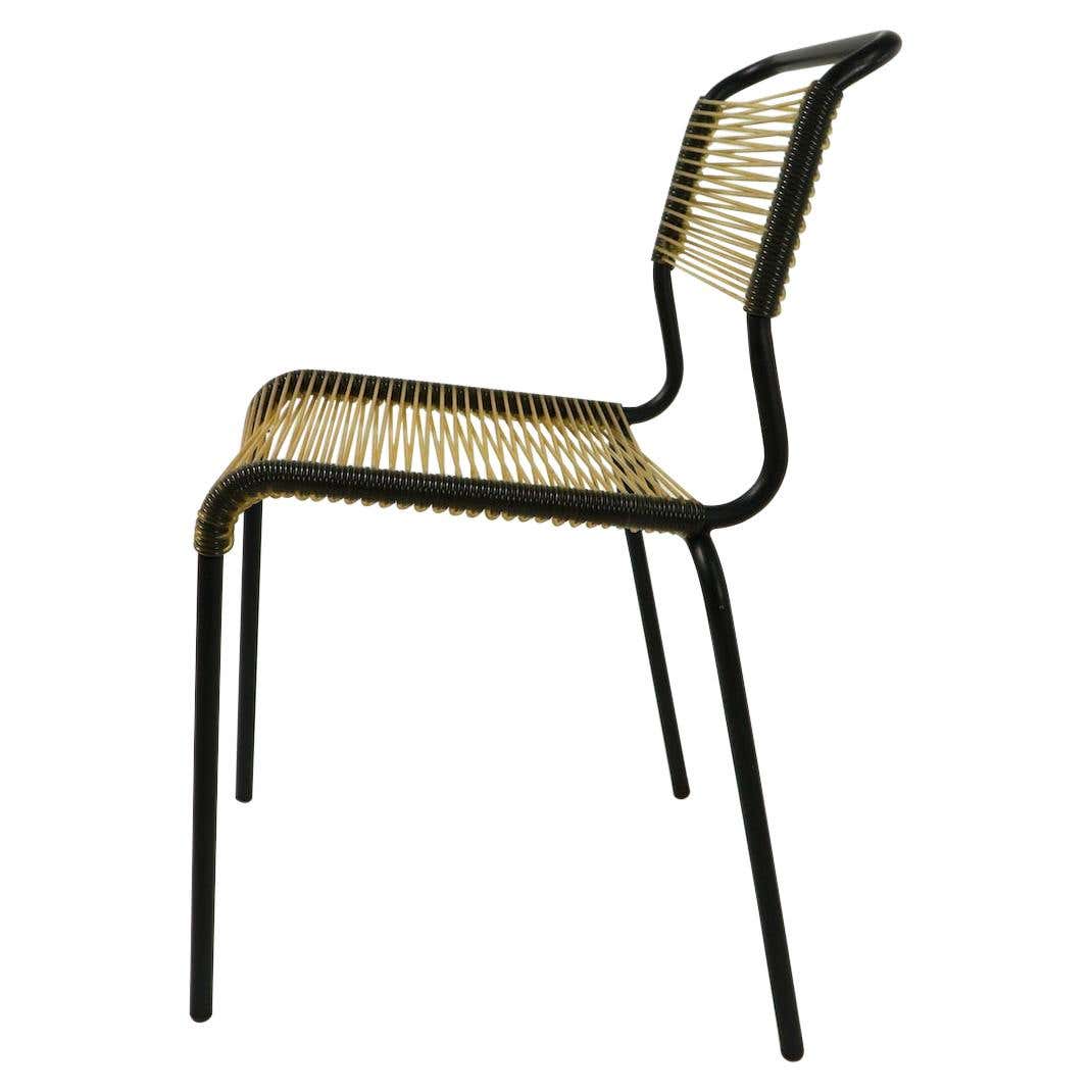 French Mid Century Plastic String Chair with Tubular Steel Frame For ...