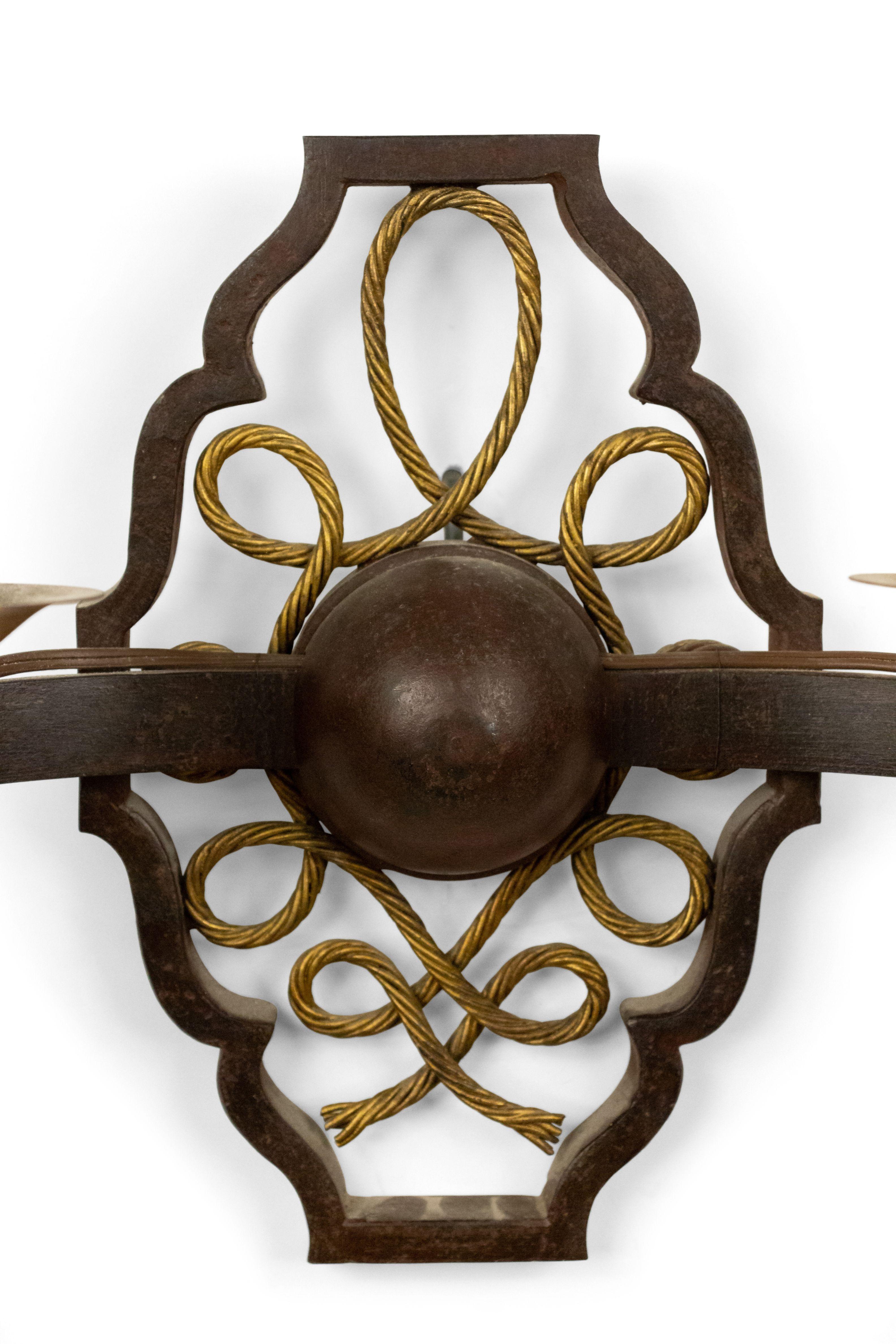 Mid-Century Modern French Mid-Century Poillerat Attributed Gilt Wall Sconce