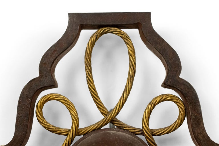French Mid-Century Poillerat Attributed Gilt Wall Sconce For Sale at ...