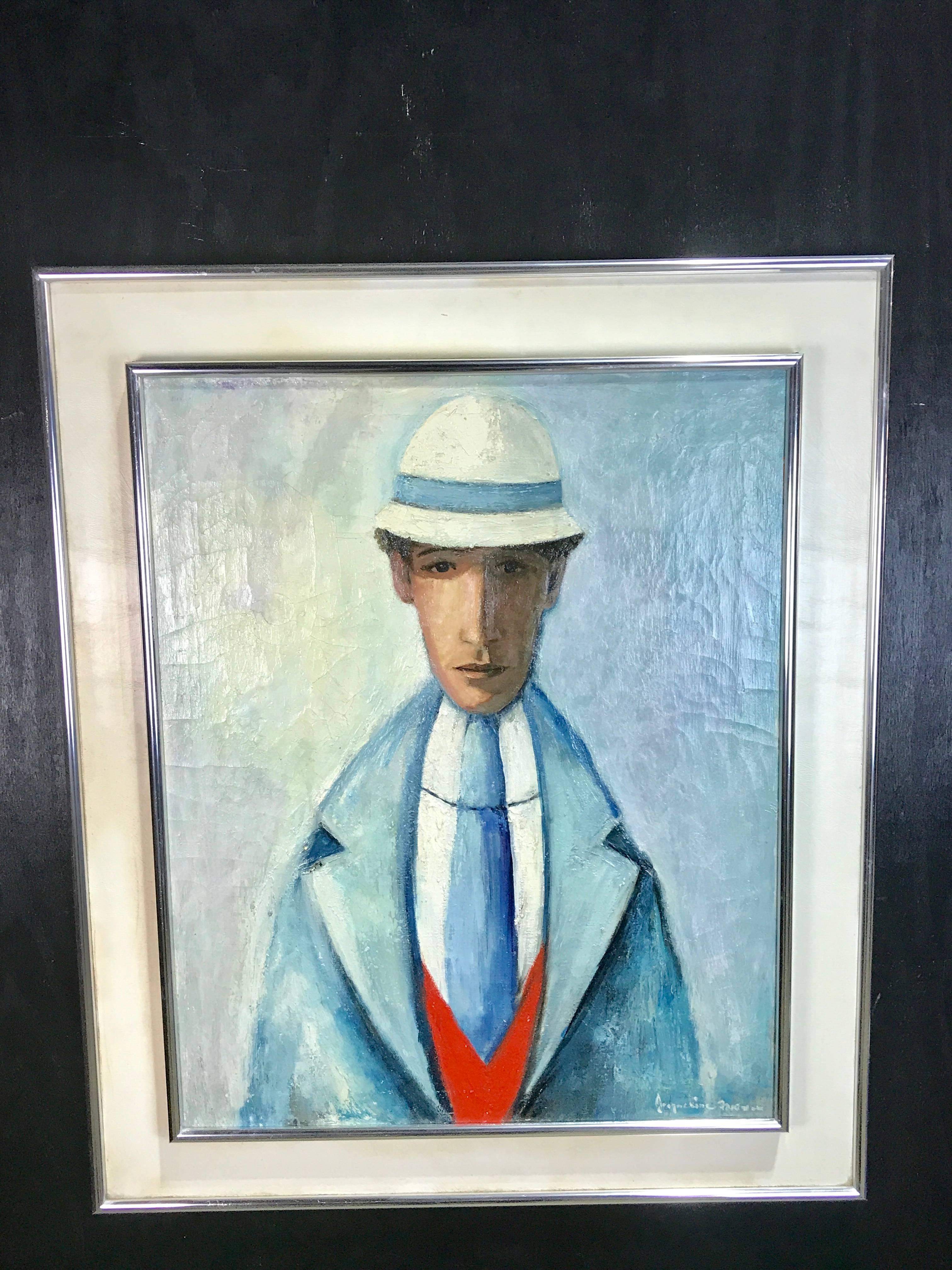 French midcentury portrait of a man by Jacqueline Fromenteau
French/Swiss, (1925-1976)
Oil on canvas measure: 24