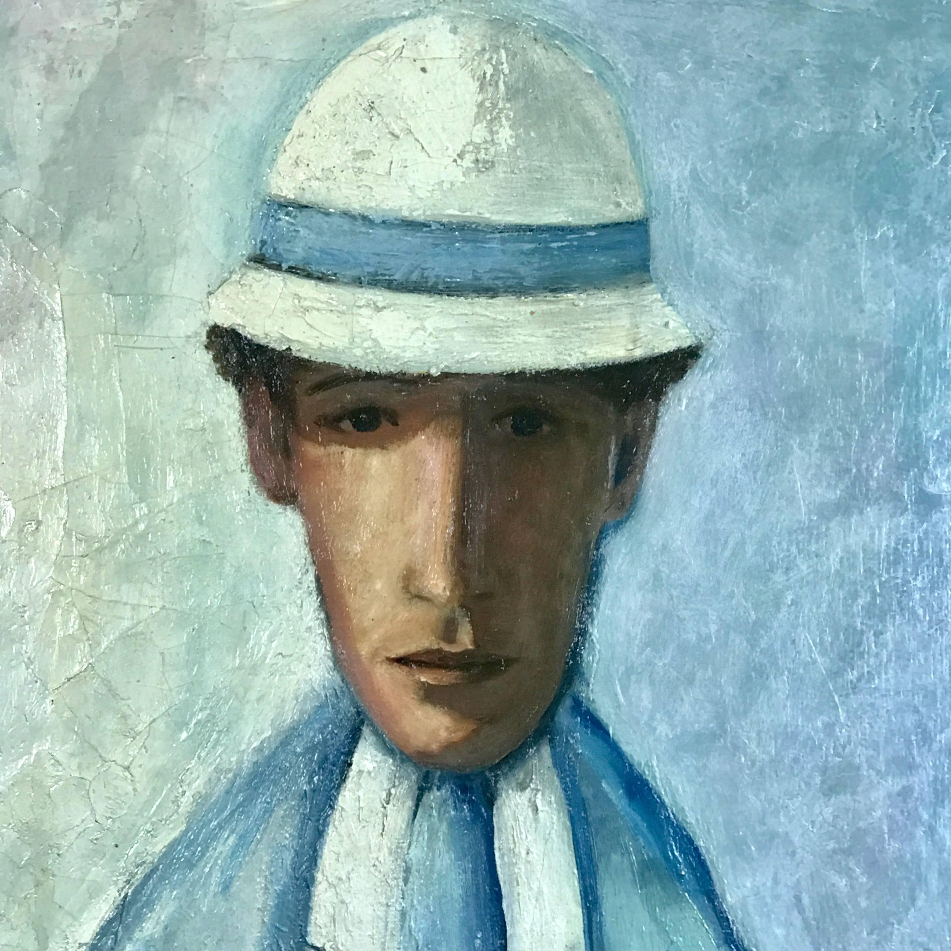 Mid-Century Modern French Midcentury Portrait of a Man by Jacqueline Fromenteau