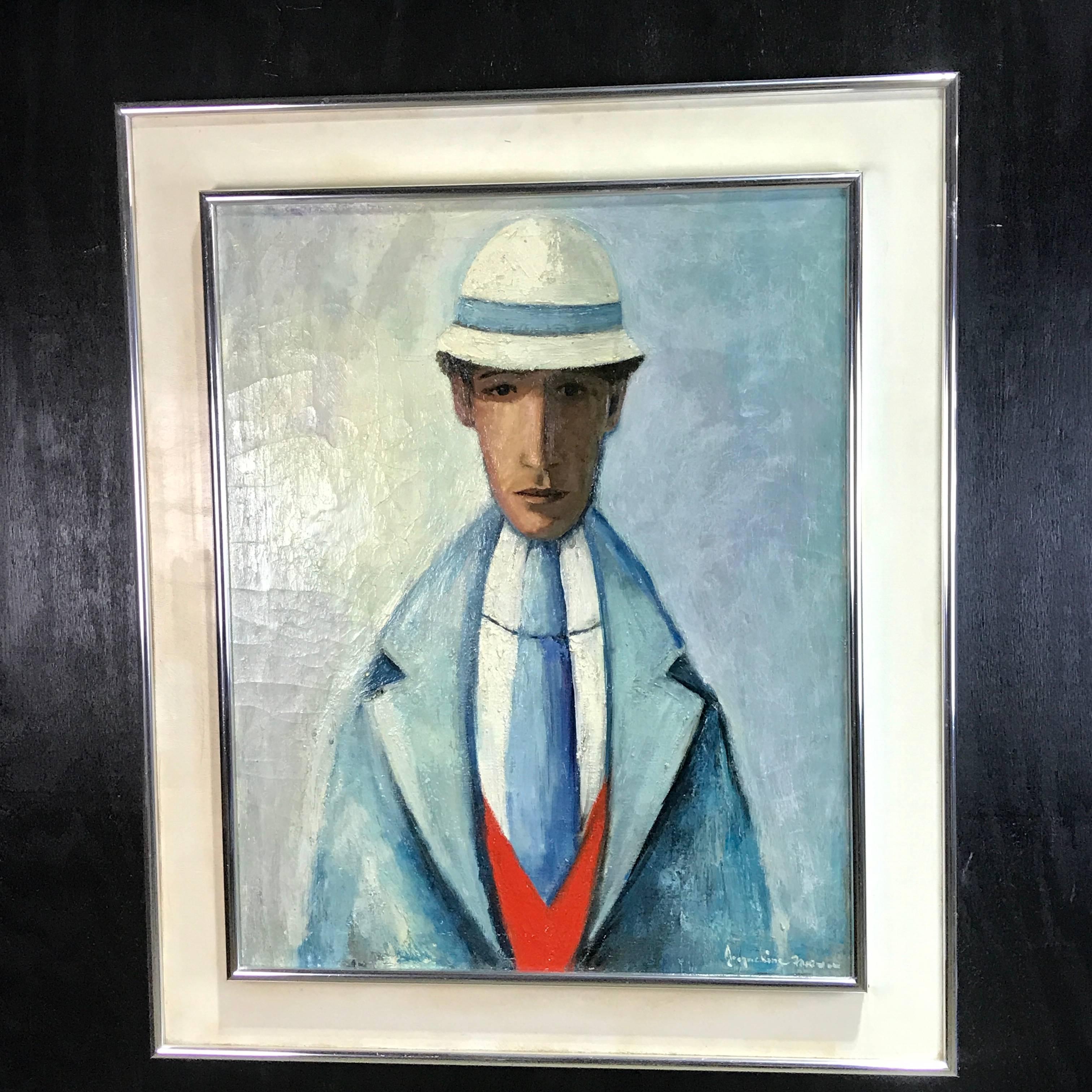 Mid-20th Century French Midcentury Portrait of a Man by Jacqueline Fromenteau