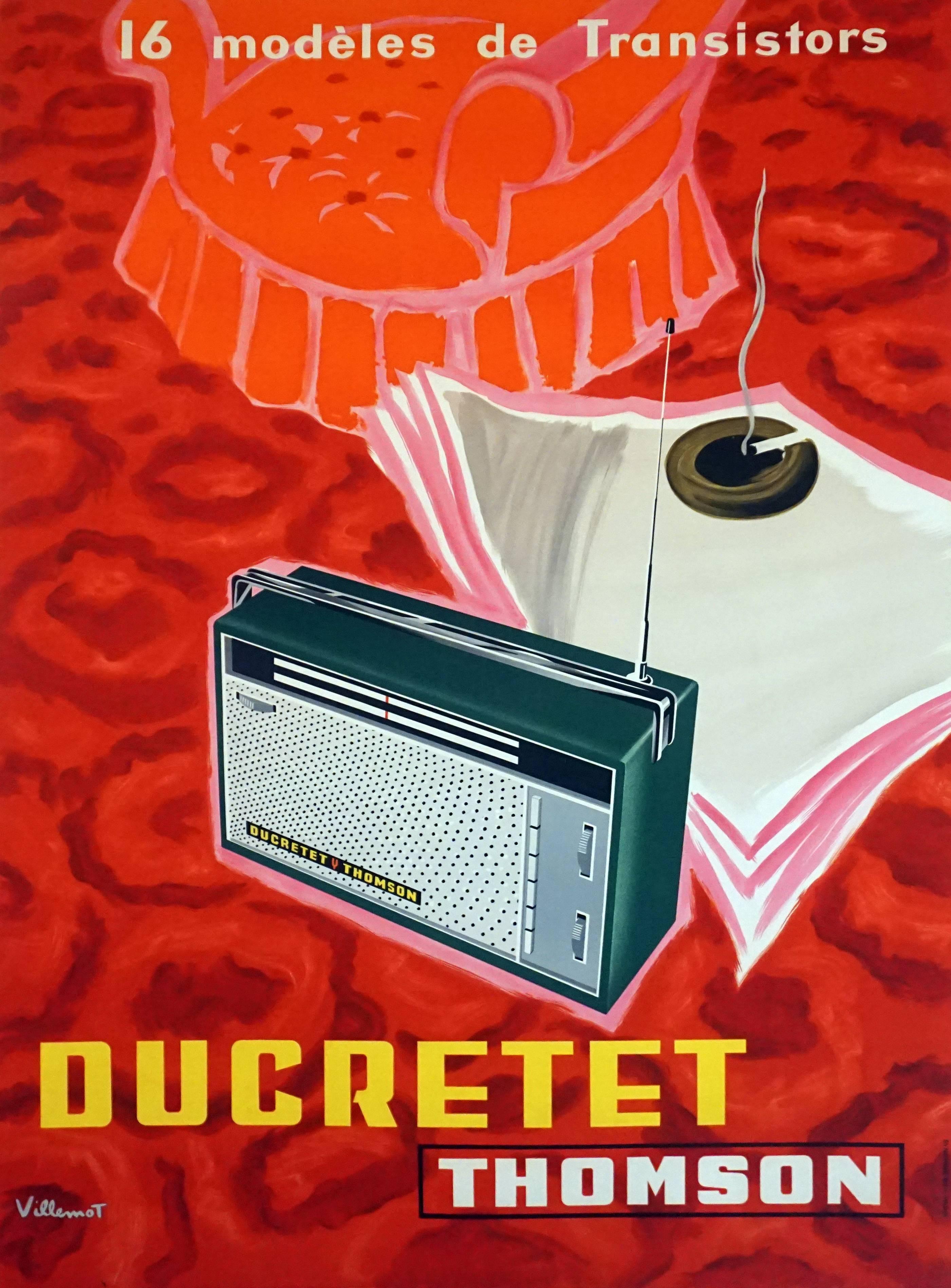 This midcentury original poster is for the transistor radio, advertising 