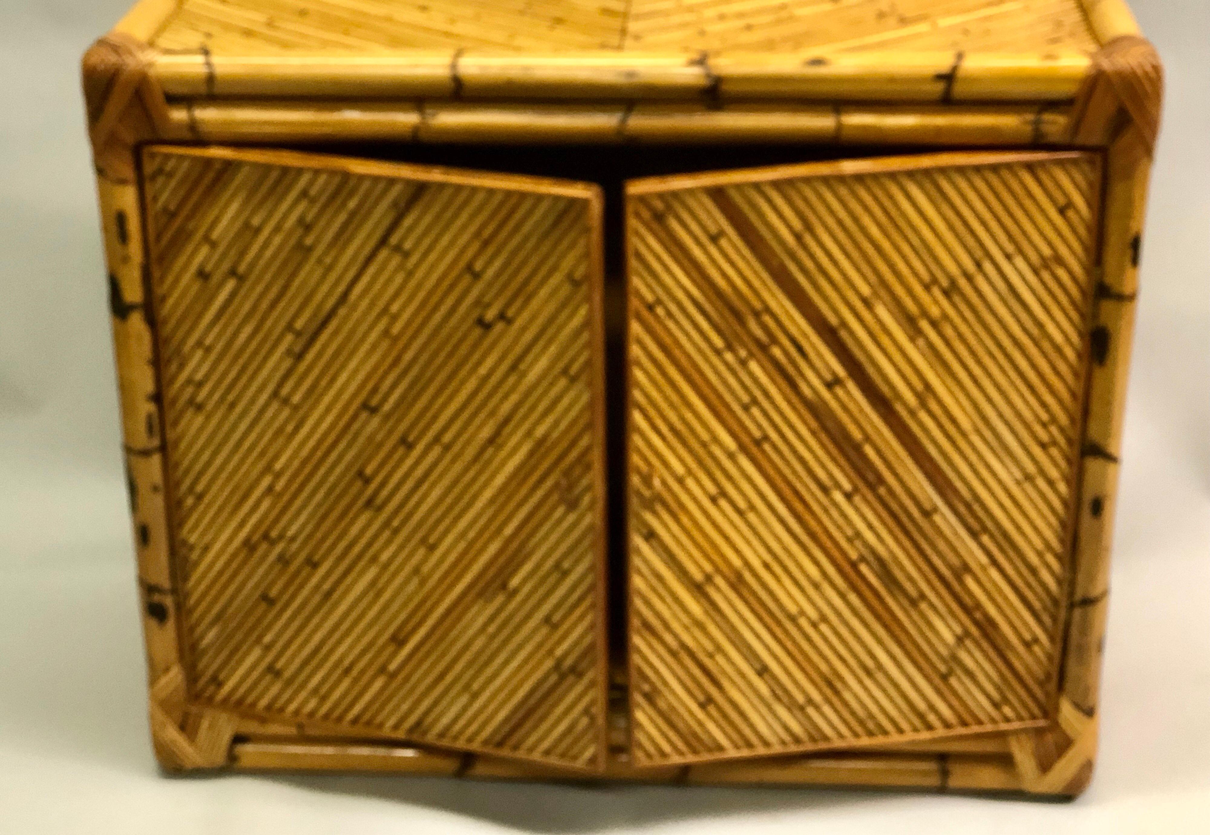 French Mid-Century Modern Neoclassical Rattan and Bamboo Sideboard / Cabinet For Sale 4