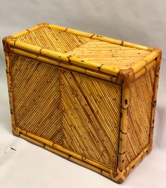 French Mid-Century Modern Neoclassical Rattan and Bamboo Sideboard / Cabinet