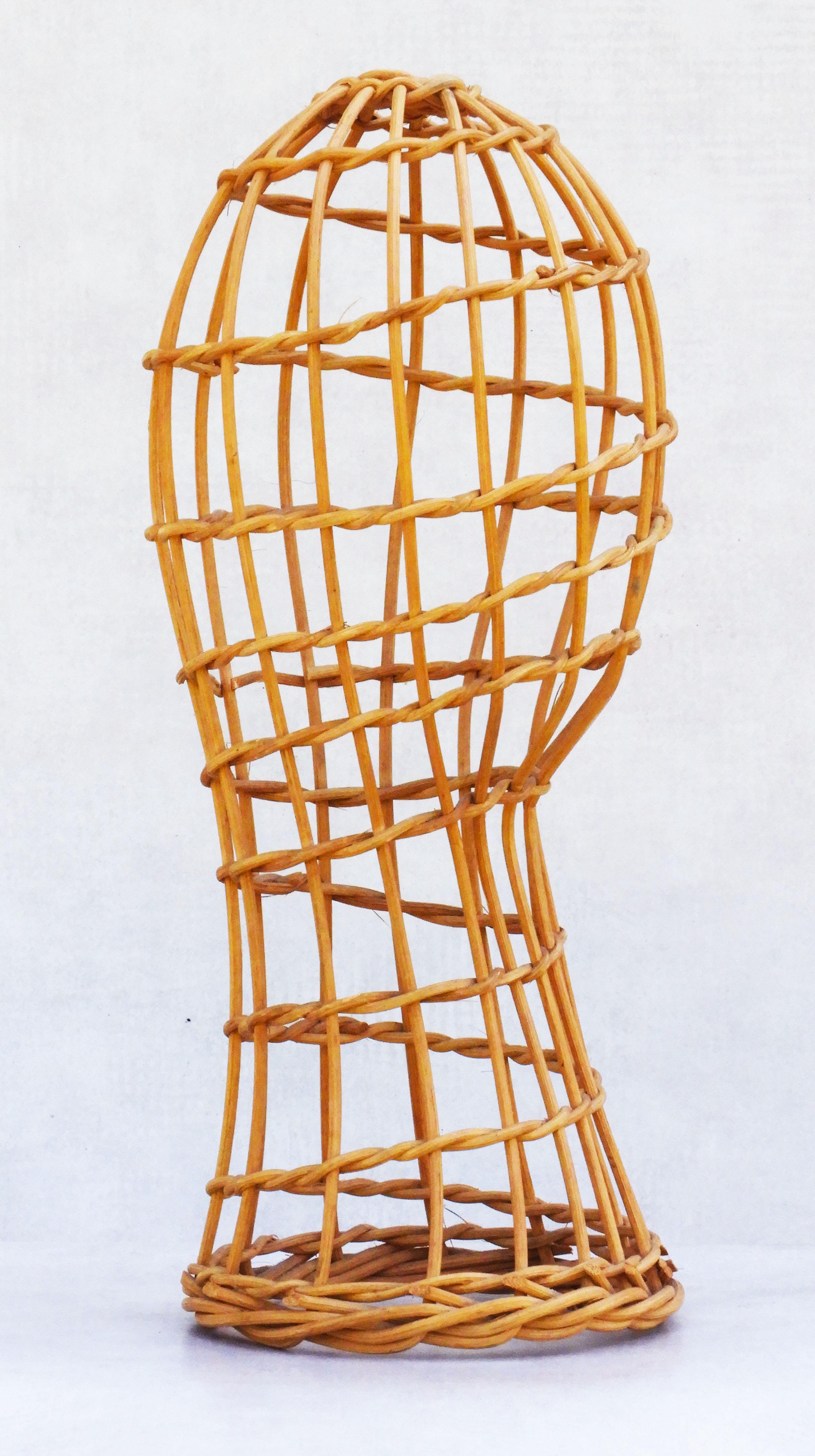 Mid-Century Modern French Mid Century Rattan Hat Stand Head Sculpture C1950  For Sale