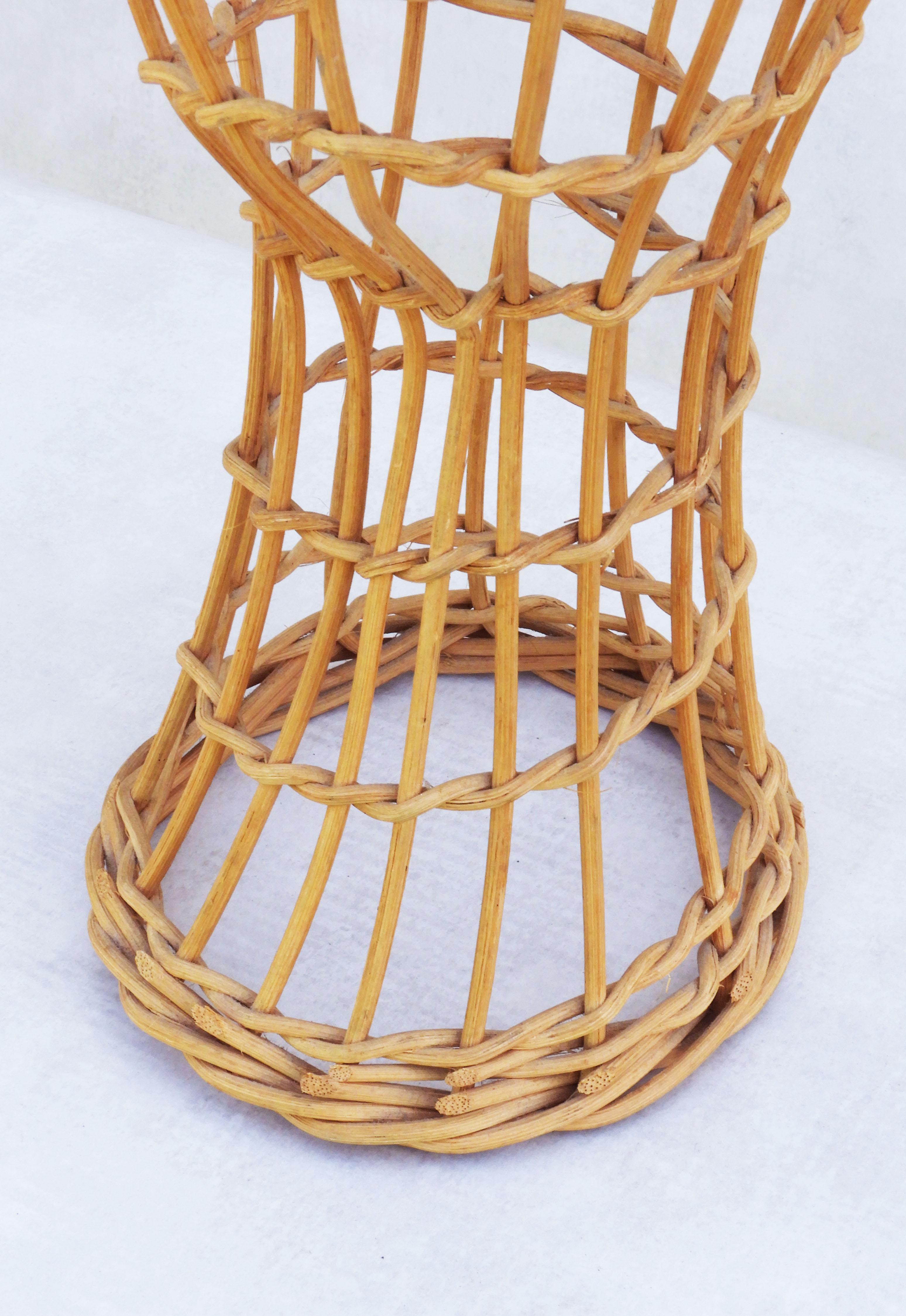 French Mid Century Rattan Hat Stand Head Sculpture C1950  For Sale 1
