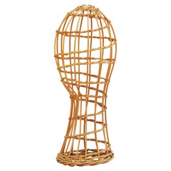 Französische Rattan-Hutständer-Skulptur aus der Mitte des Jahrhunderts, um 1950