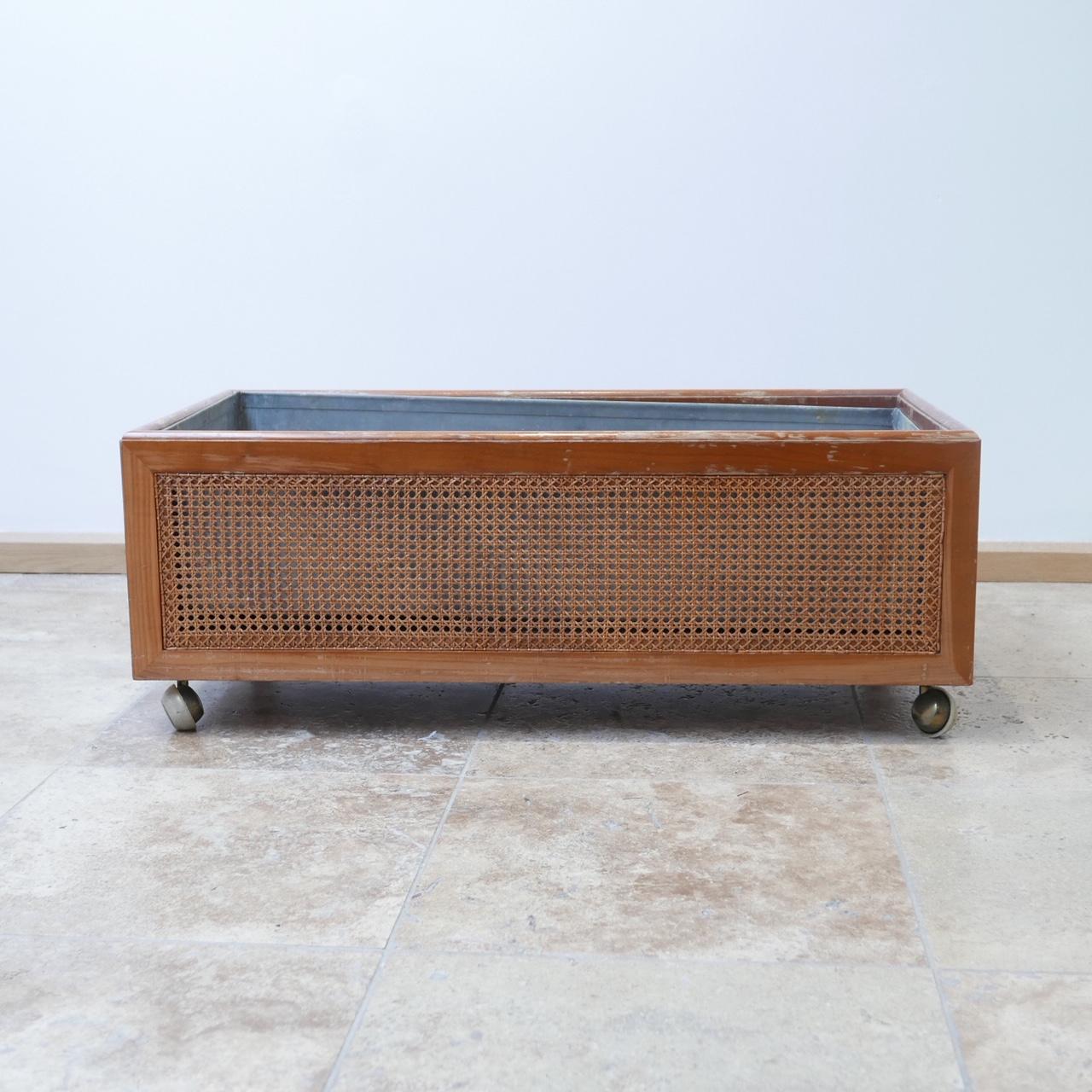French Midcentury Rattan Internal Planter For Sale 5