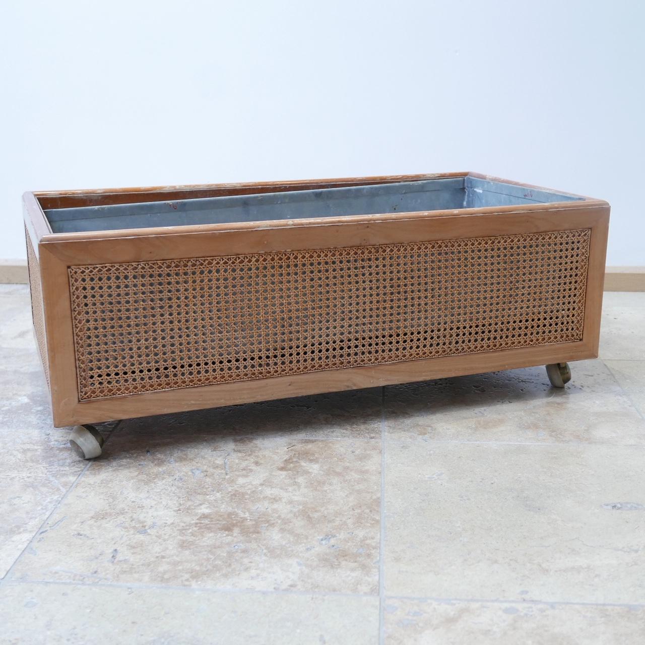 French Midcentury Rattan Internal Planter For Sale 2