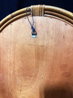 French Mid-Century Rattan Wall Mirror, Made in France Circa 1960
