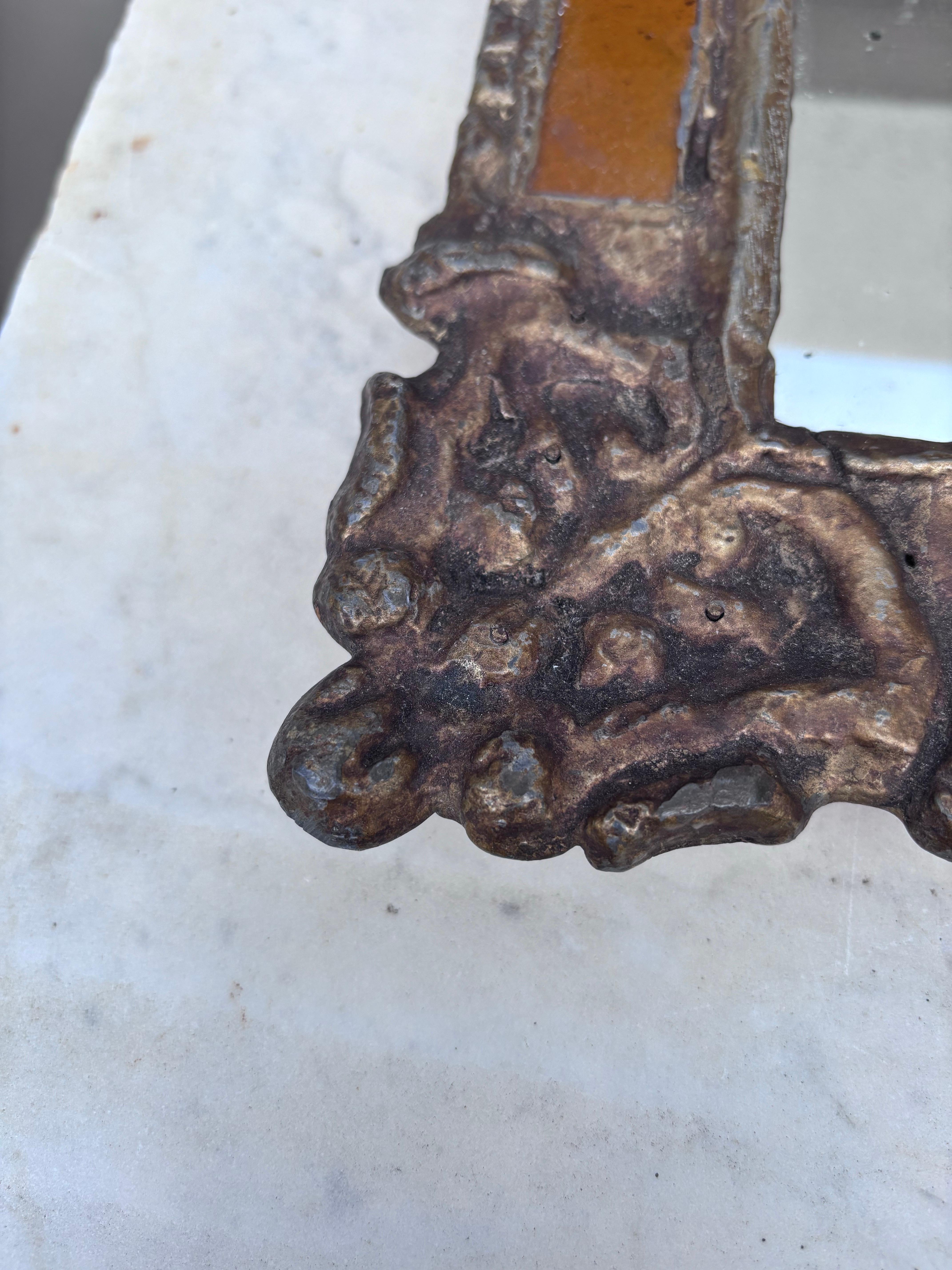 Espejo de cerámica rectangular francés de mediados de siglo Luis XIV en Bueno estado para la venta en Austin, TX
