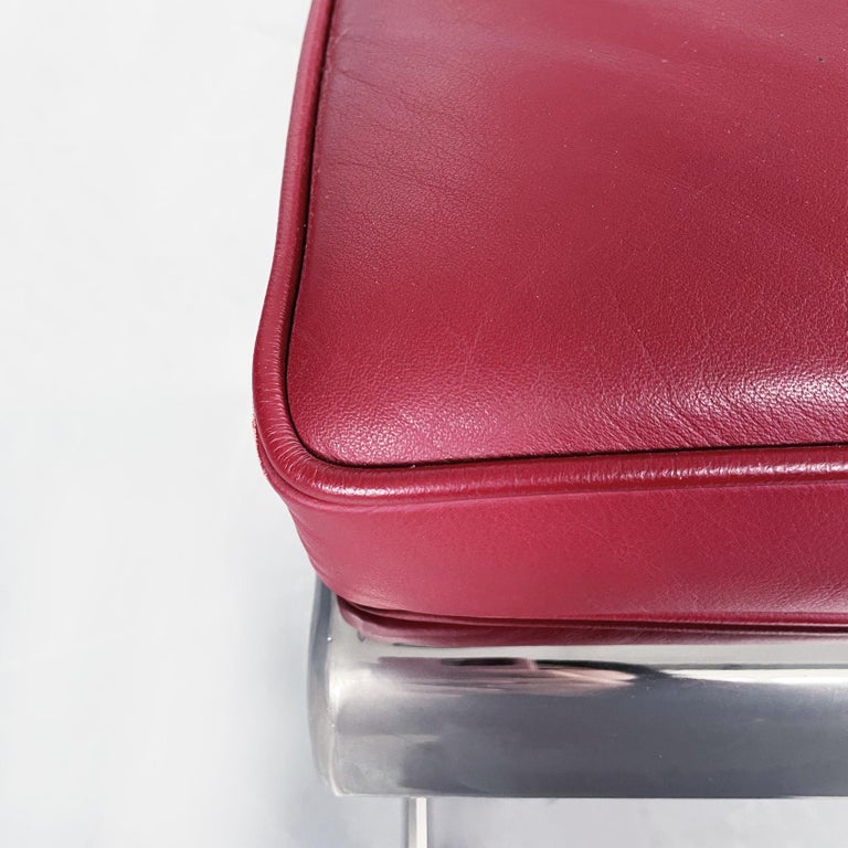 French Mid-Century Red Leather and Steel Chair by Jean Prouvé for Tecta, 1980s For Sale 5