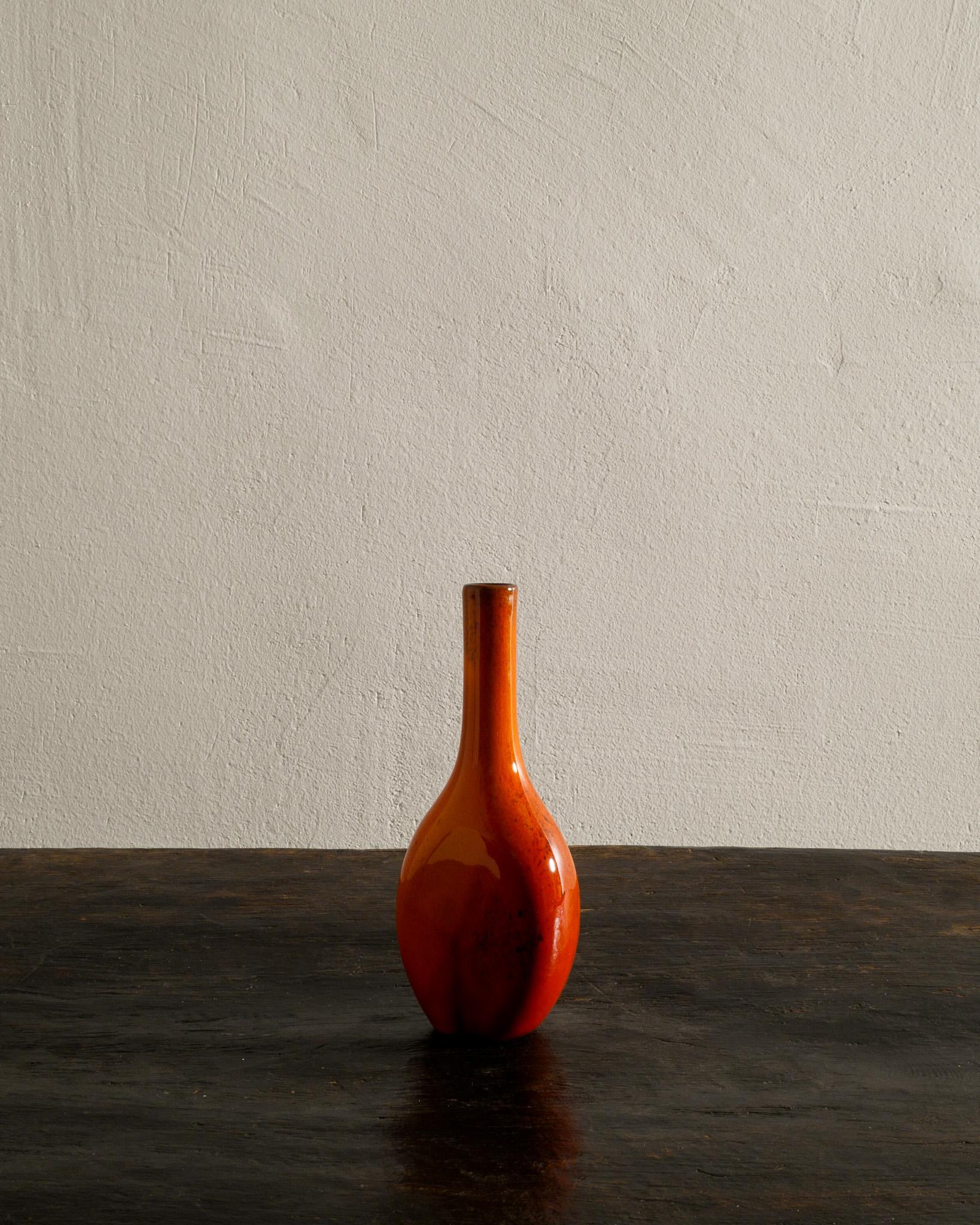 Mid-Century Modern French Mid Century Red Stoneware Ceramic Vase in style of George Jouve, 1950s For Sale
