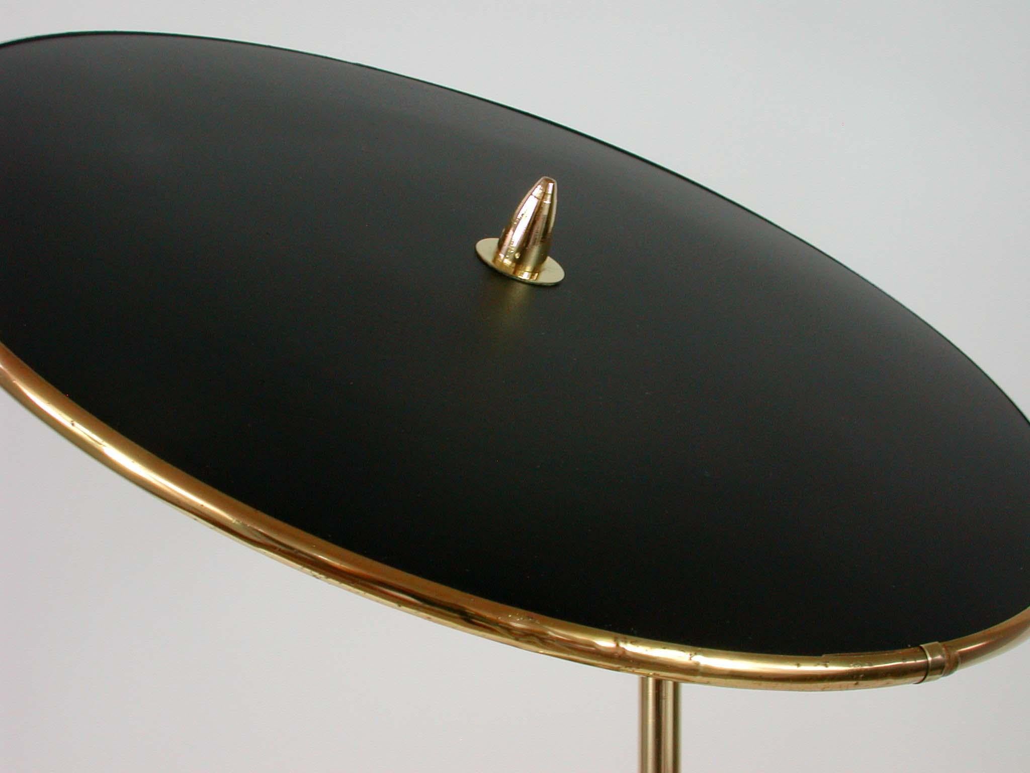 French Midcentury Reflecting Black and Brass Table Lamp, 1950s 3