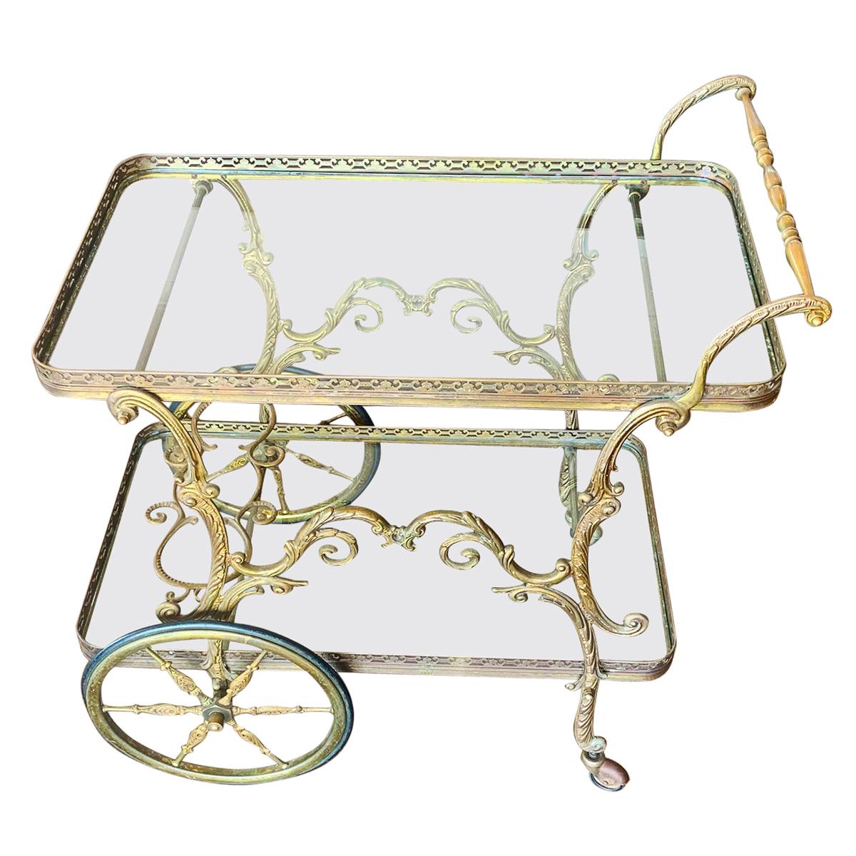 French Midcentury Rolling Bar Cart For Sale