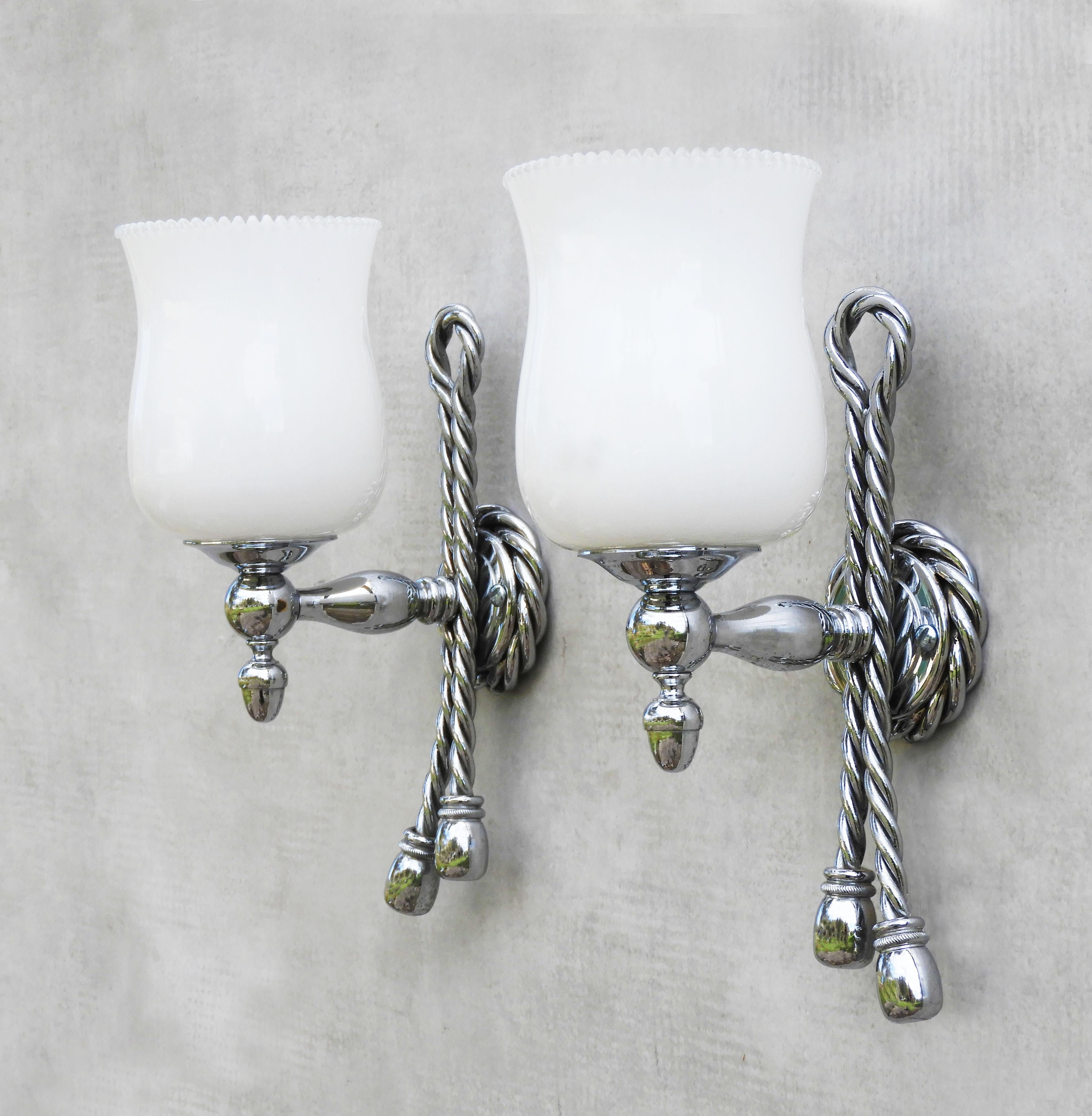 Ganci in corda e nappe francesi di metà secolo Maison Baguès, anni '70 ca. in vendita 1