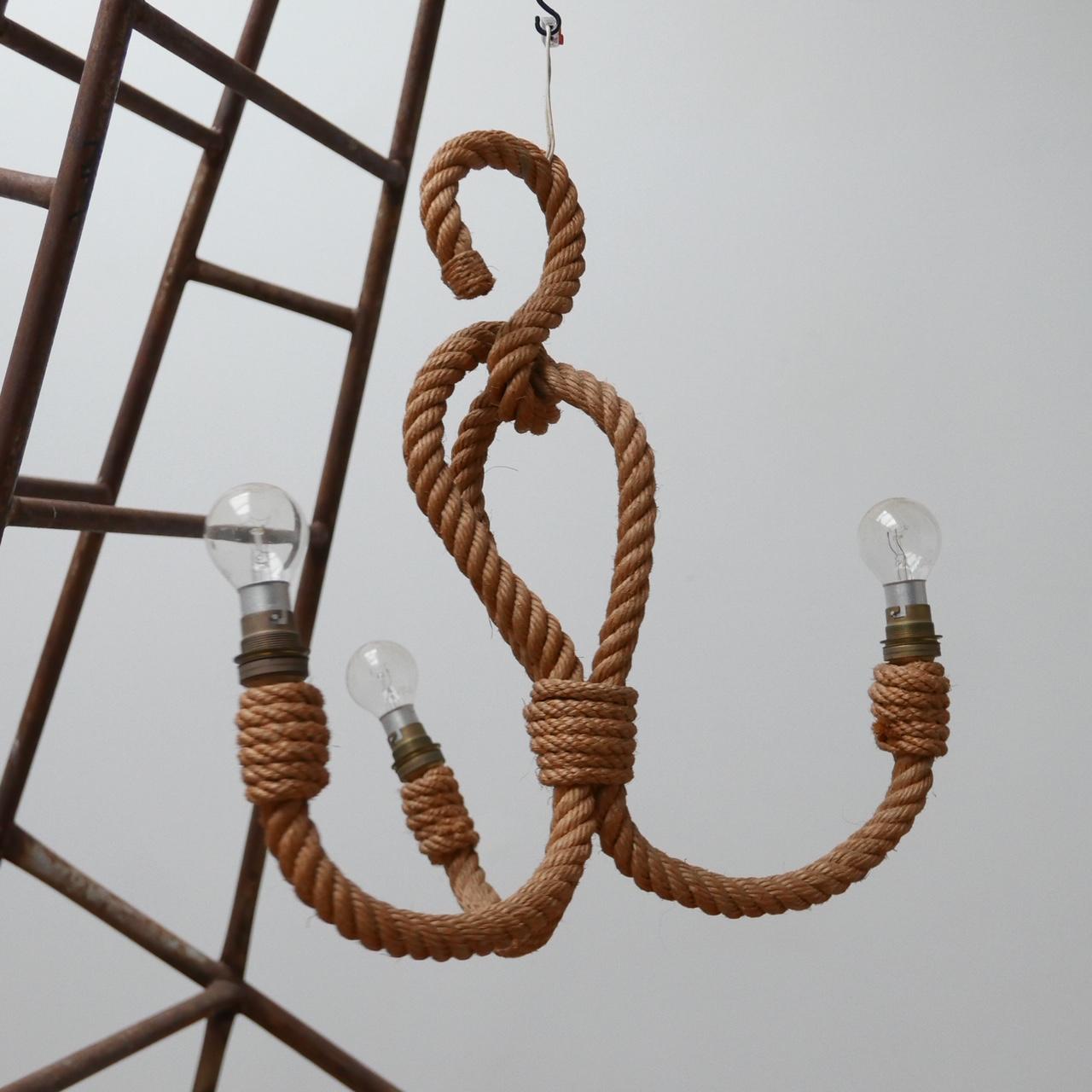 French Midcentury Rope Chandelier by Audoux et Minet In Good Condition In London, GB