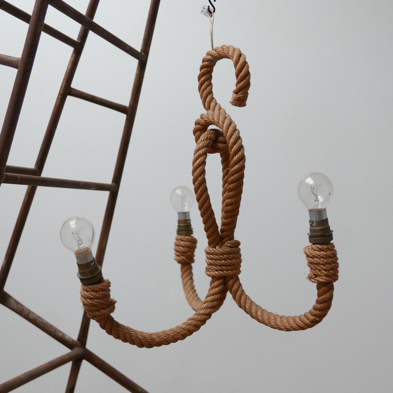 Mid-20th Century French Midcentury Rope Chandelier by Audoux et Minet