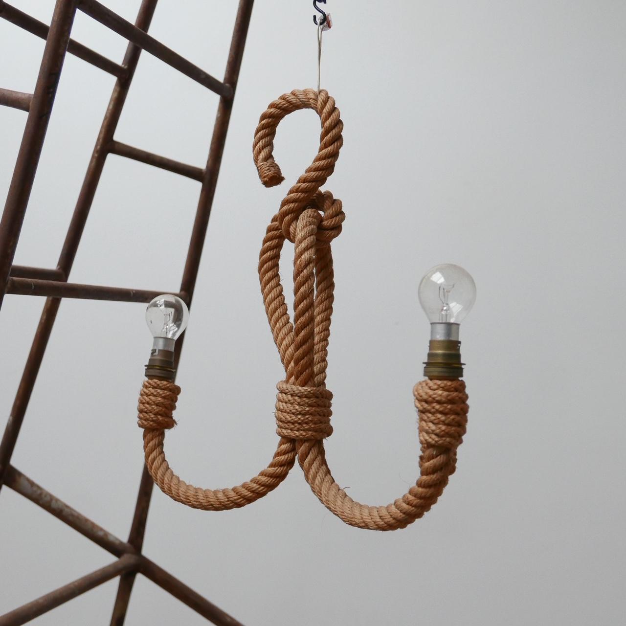 French Midcentury Rope Chandelier by Audoux et Minet 1