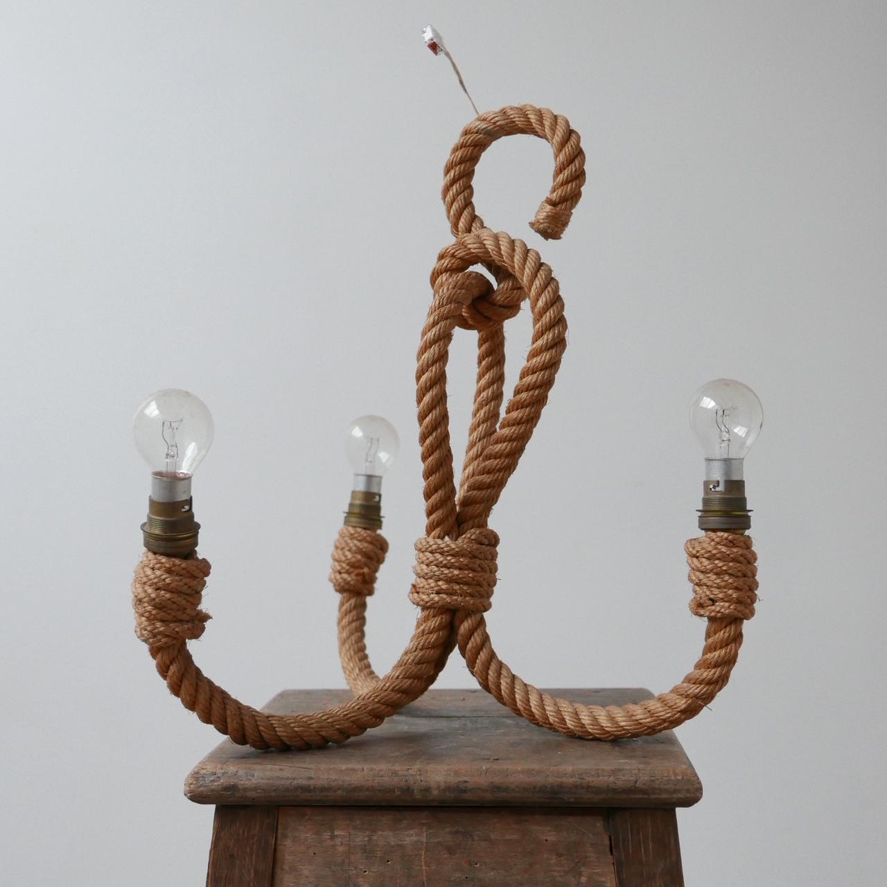 French Midcentury Rope Chandelier by Audoux et Minet 2