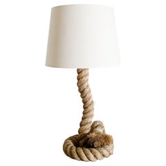 French Mid Century Rope Desk Table Lamp by Audoux Minet Produced in France 1960s