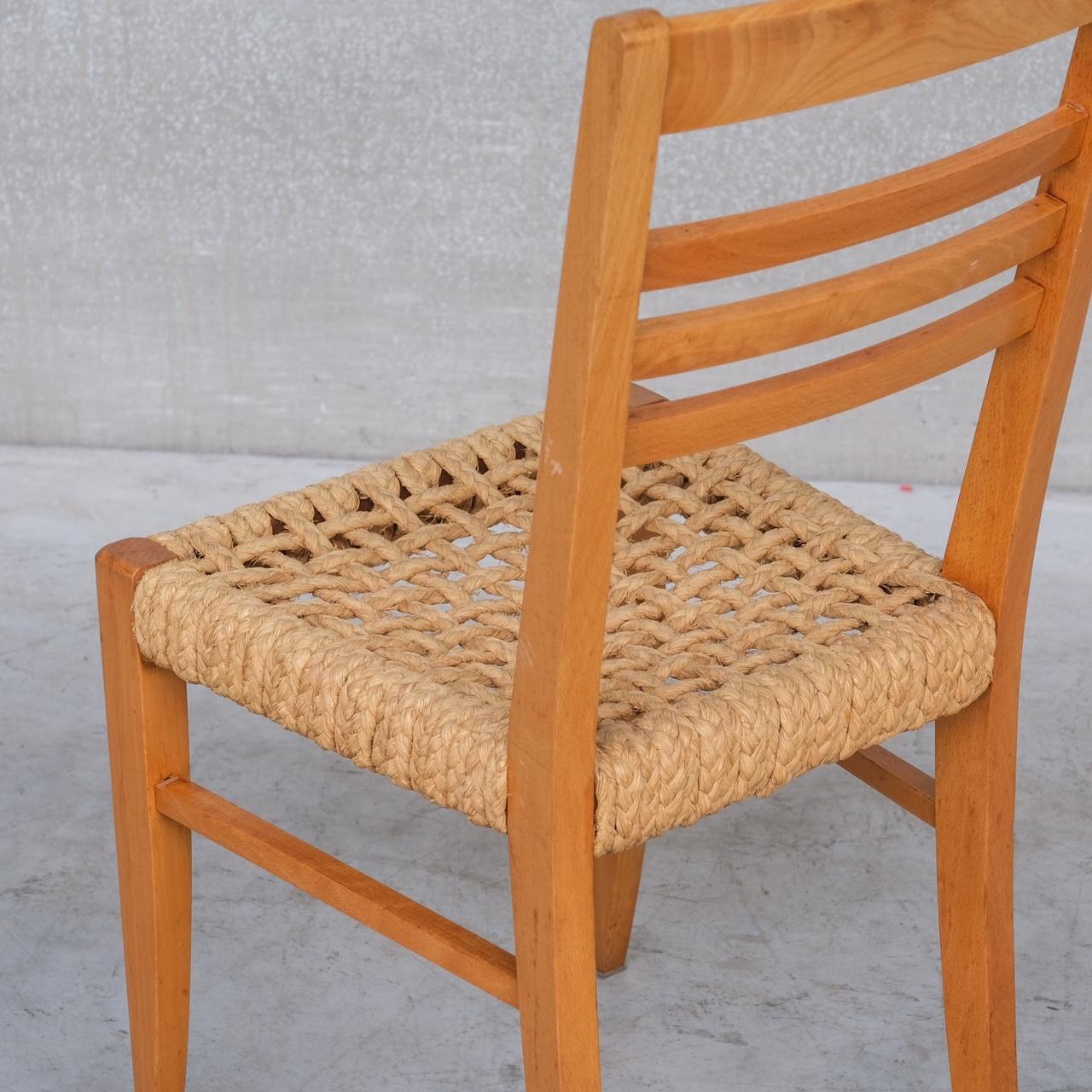 Mid-Century Modern French Mid-Century Rope Dining Chairs Attr. to Audoux-Minet For Sale