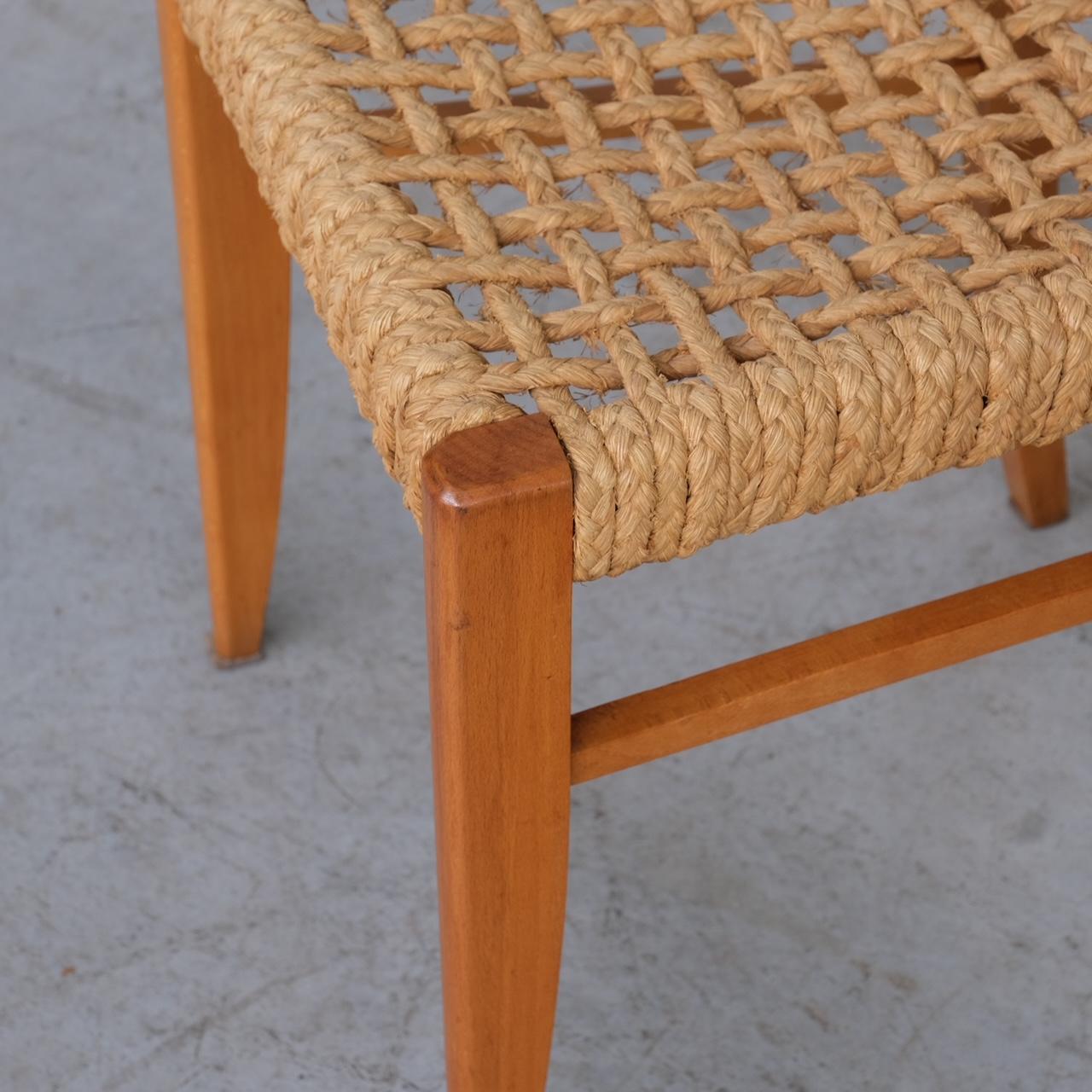 Mid-20th Century French Mid-Century Rope Dining Chairs Attr. to Audoux-Minet For Sale