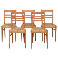 French Mid-Century Rope Dining Chairs Attr. to Audoux-Minet