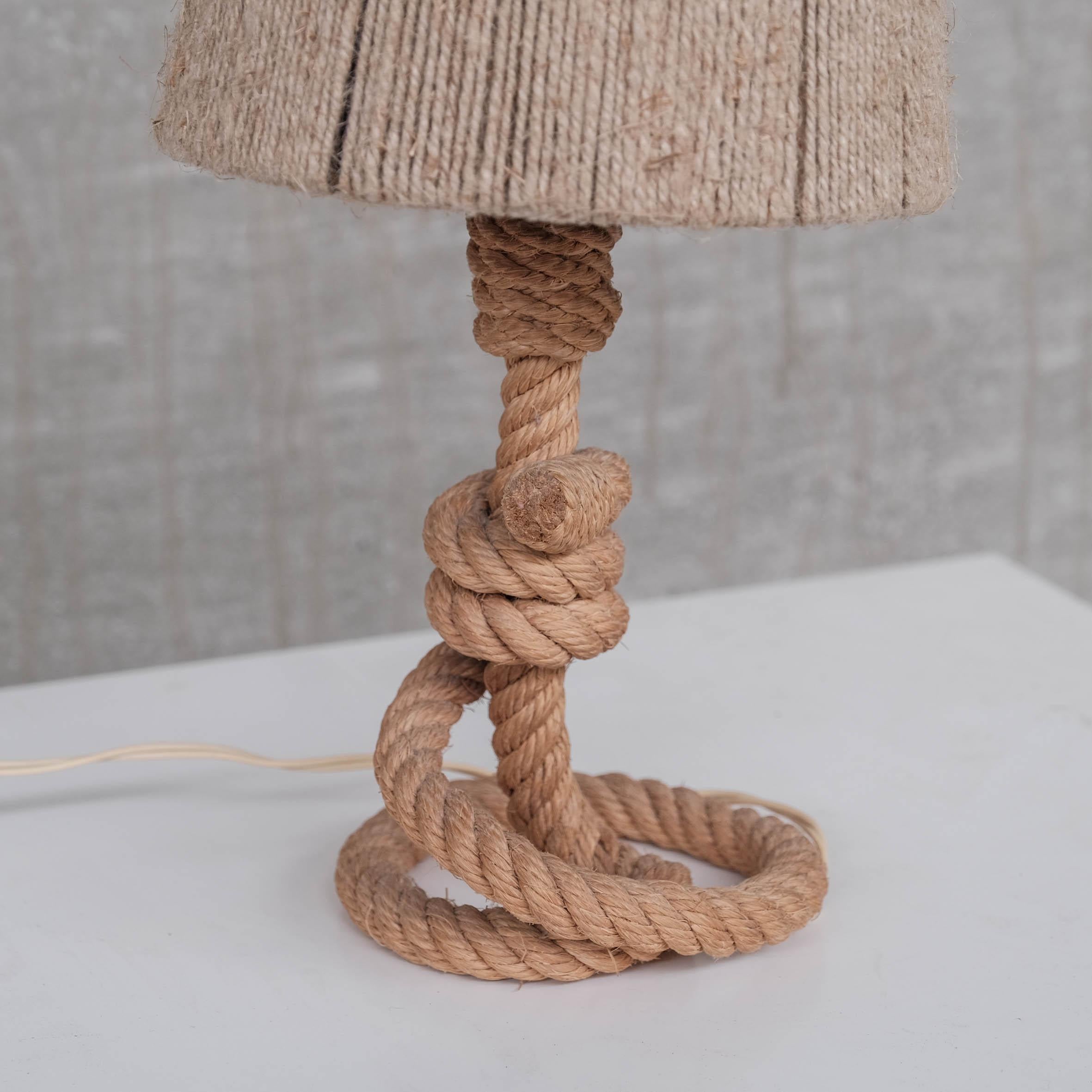 French Mid-Century Rope Table Lamp attr. to Audoux-Minet For Sale 1