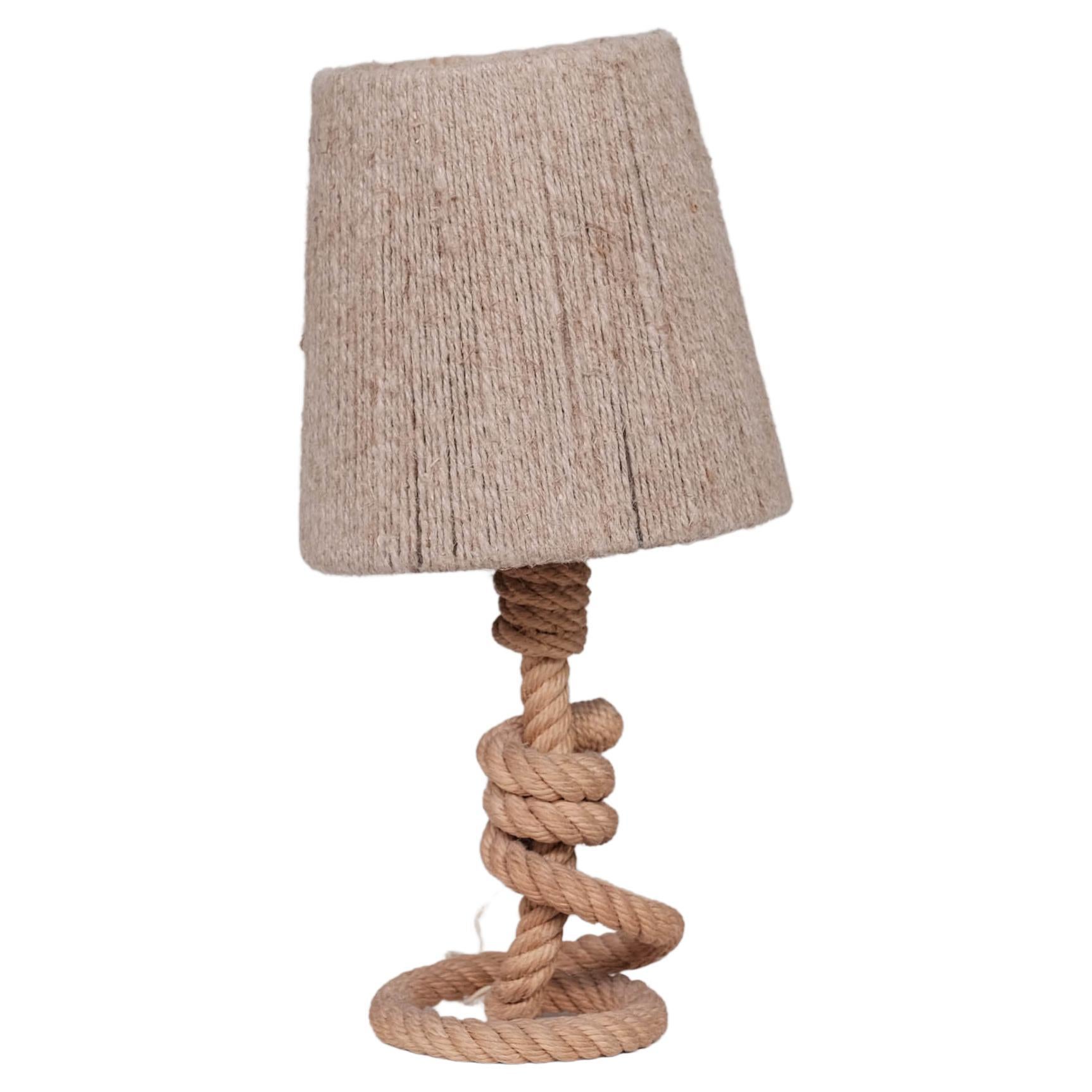 French Mid-Century Rope Table Lamp attr. to Audoux-Minet For Sale