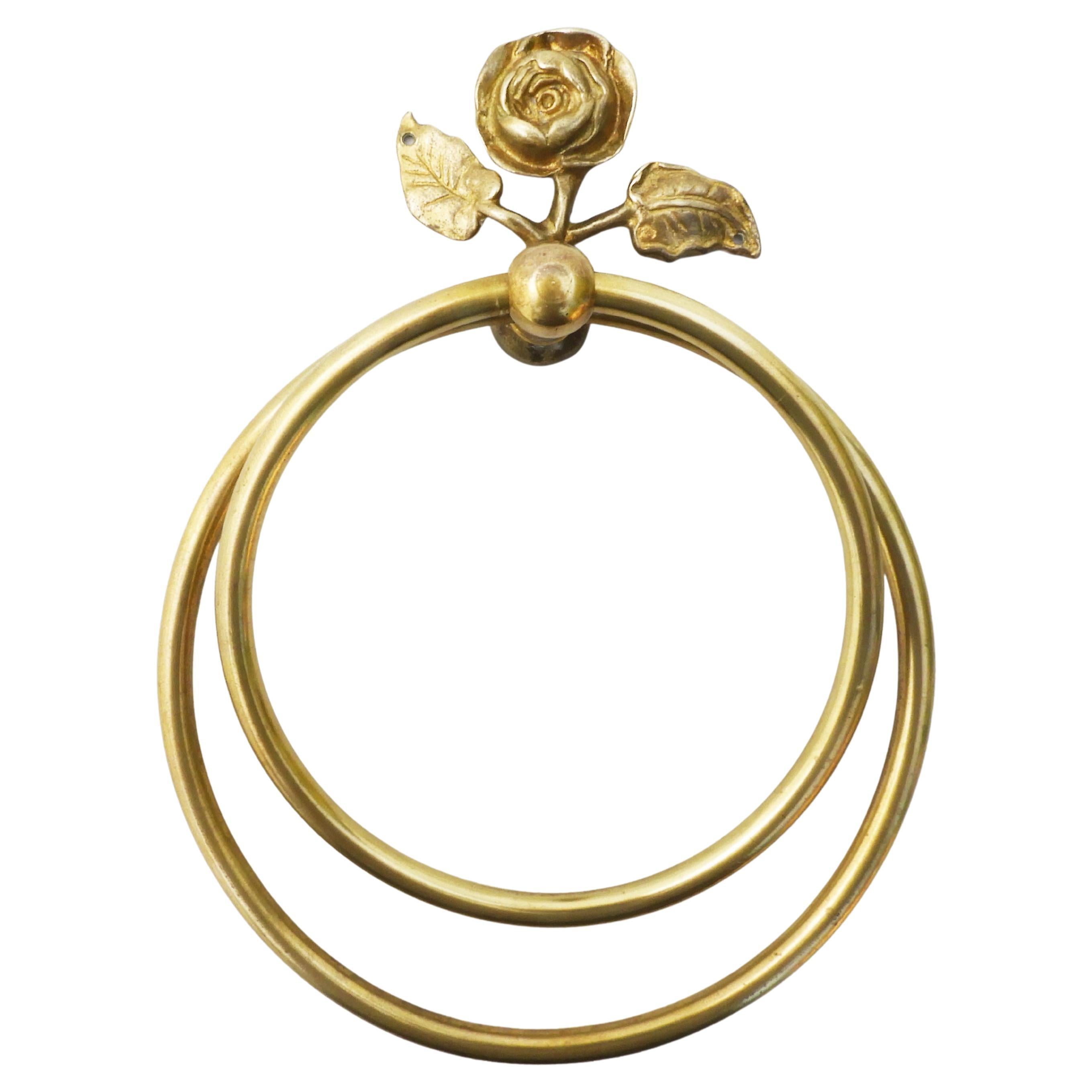Anello per asciugamani doppio a fiori di rosa della metà del secolo scorso C1950