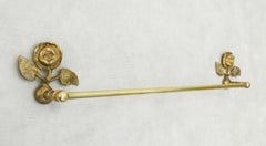 French Mid Century Rose Flower Towel Bar or Rail C1950s