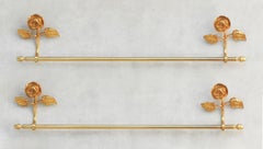French Mid Century Rose Flower Towel Bar or Rail C1950s (two pieces available)