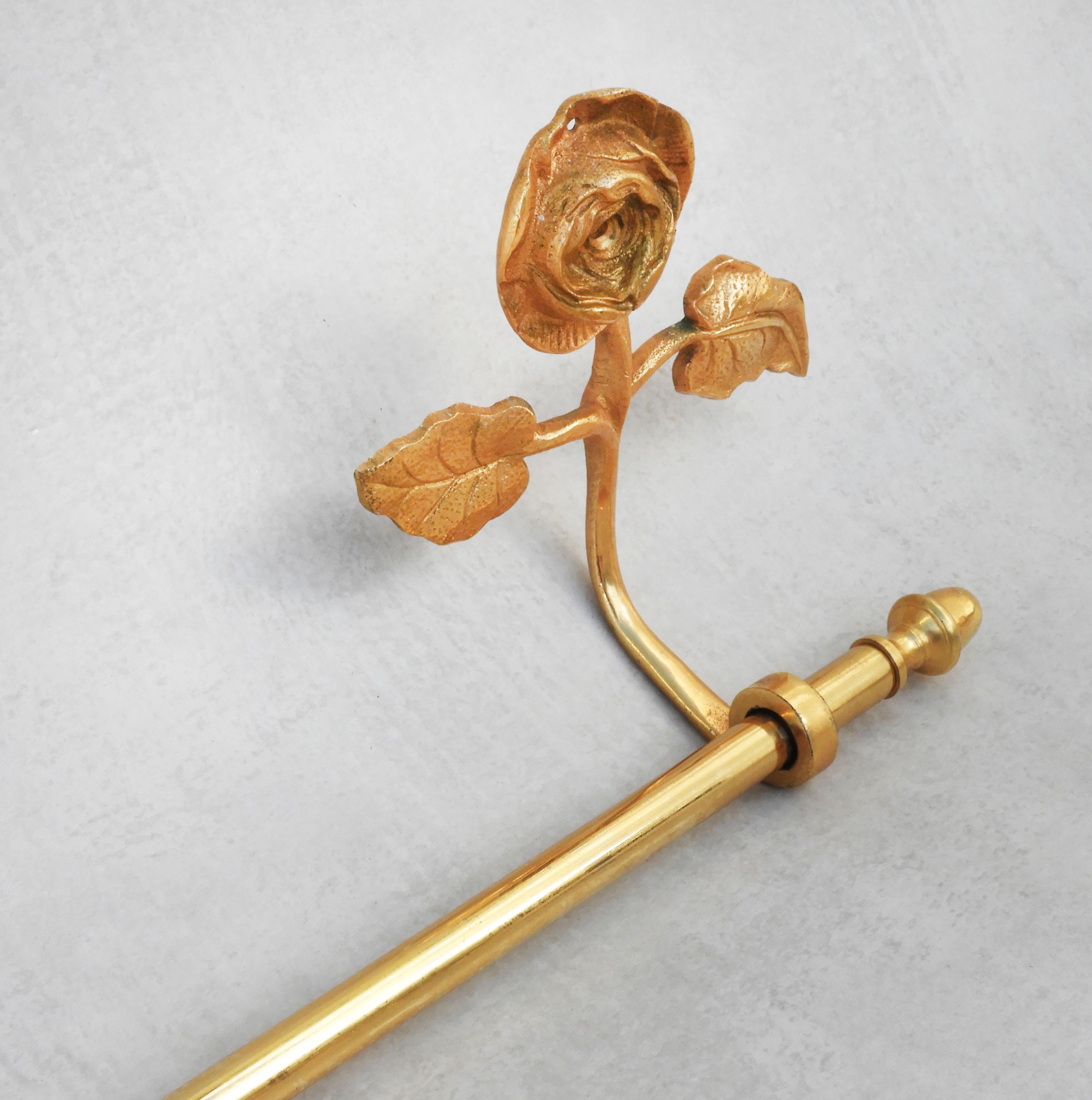 Gilt French Mid Century Rose Flower Towel Bar or Rail C1950s FREE SHIPPING