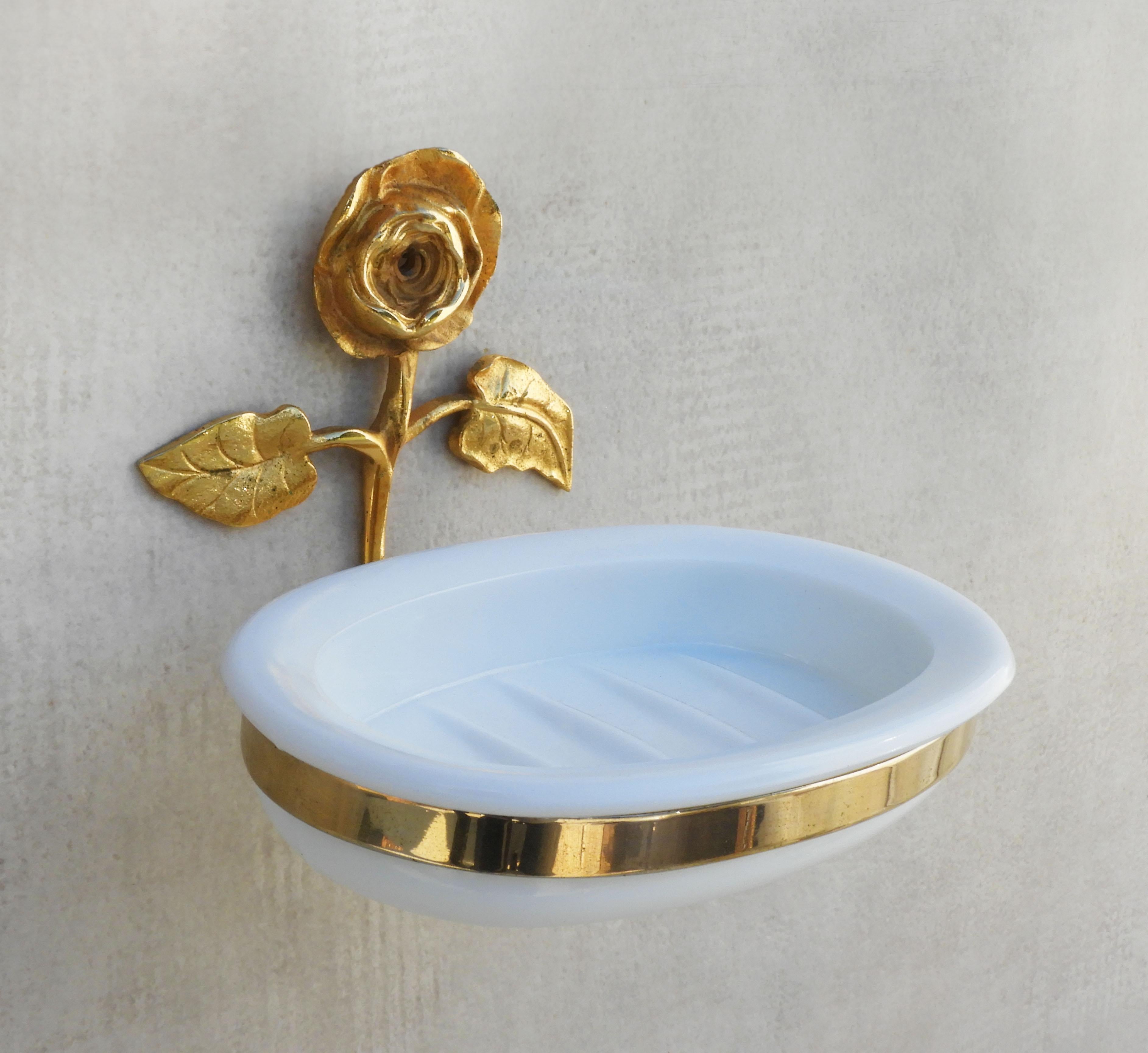 Metal French Mid Century Rose Toilet Paper Holder C1950s