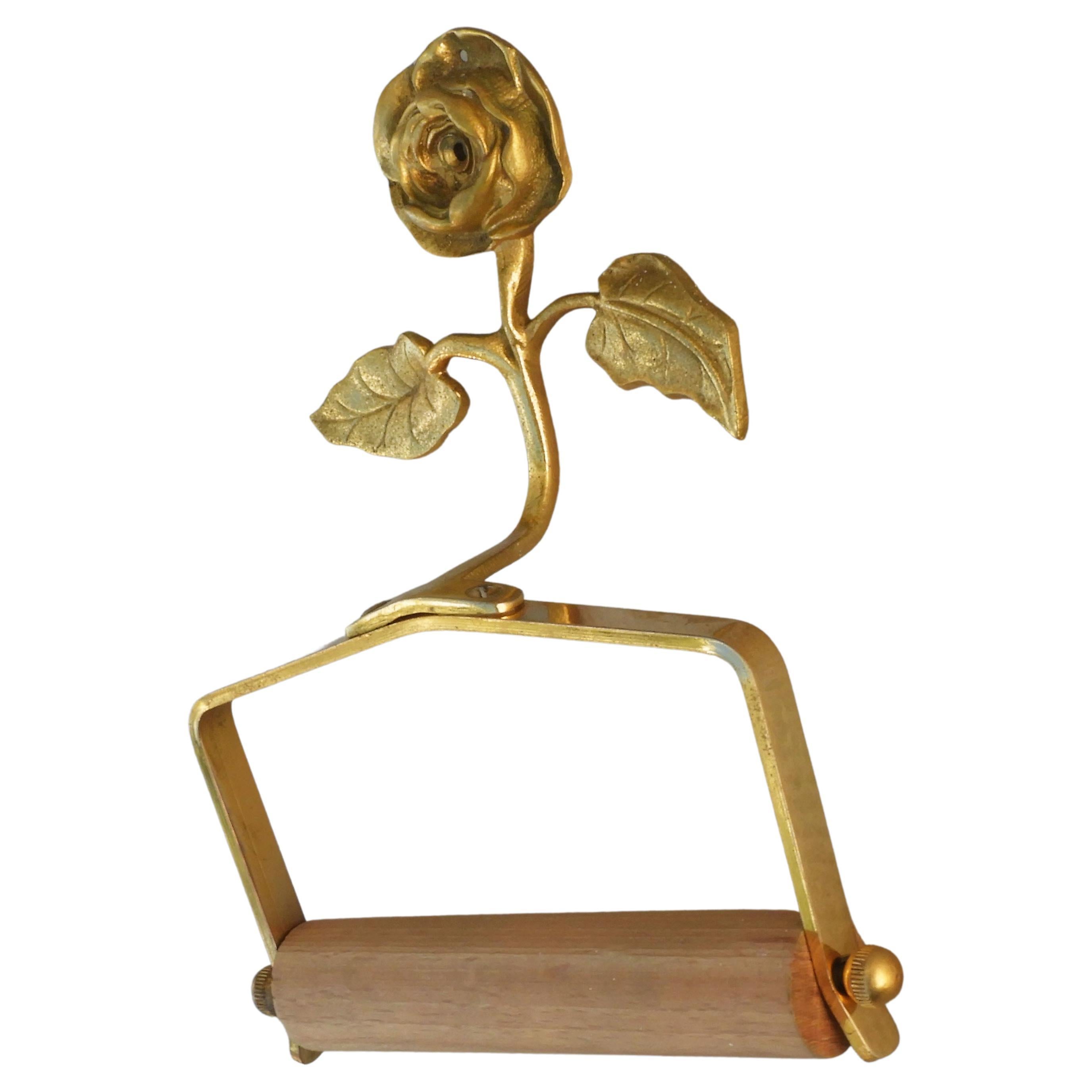 French Mid Century Rose Toilet Paper Holder C1950s 