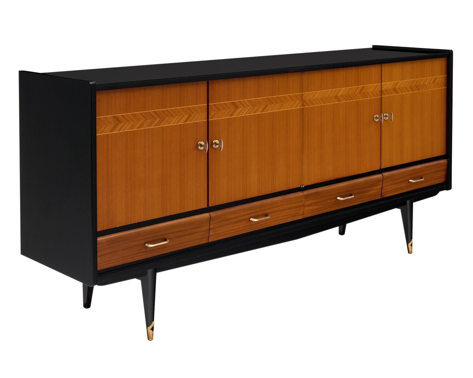Mid-Century Modern French Mid-Century Rosewood and Ebonized Buffet For Sale