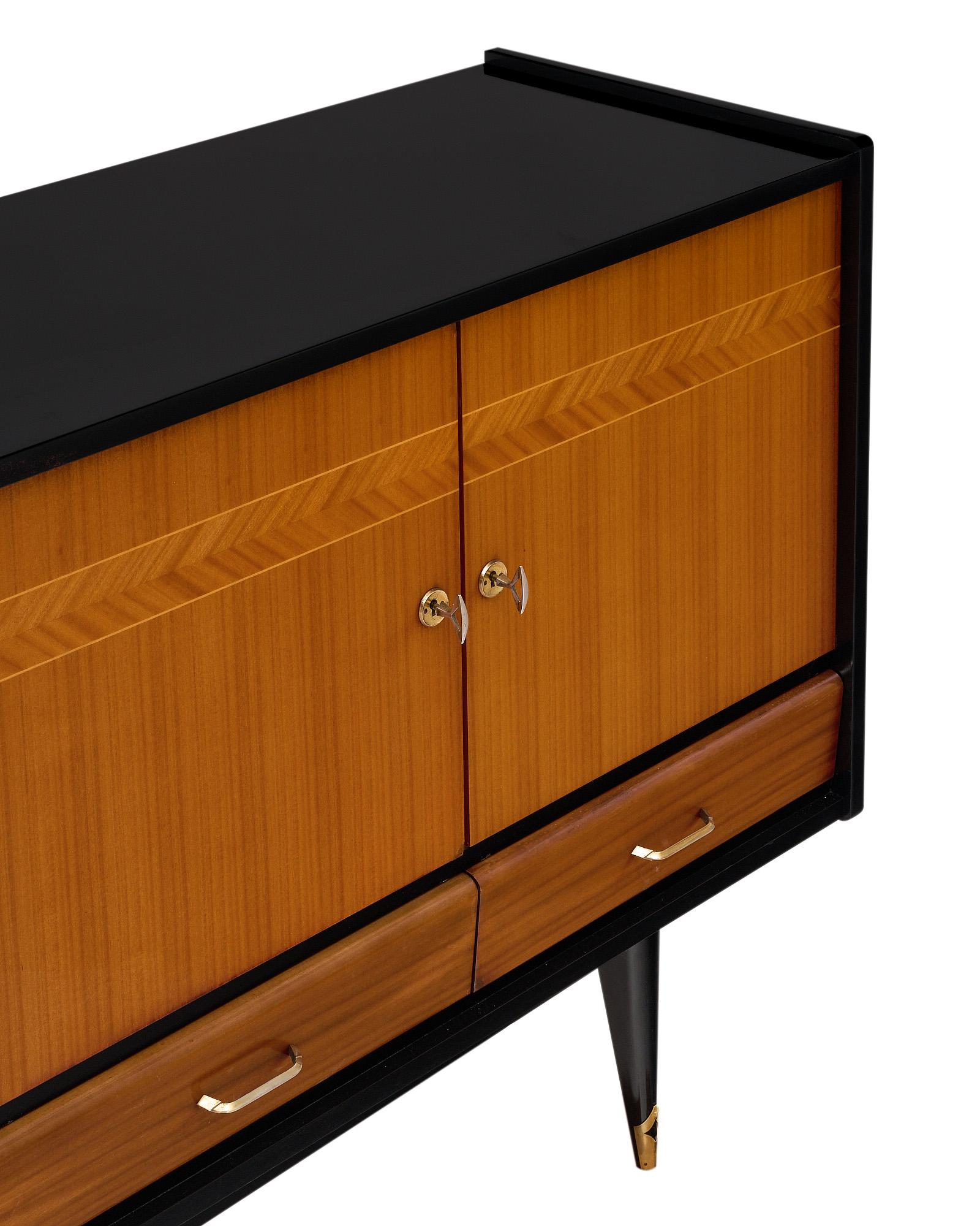 French Mid-Century Rosewood and Ebonized Buffet In Good Condition For Sale In Austin, TX